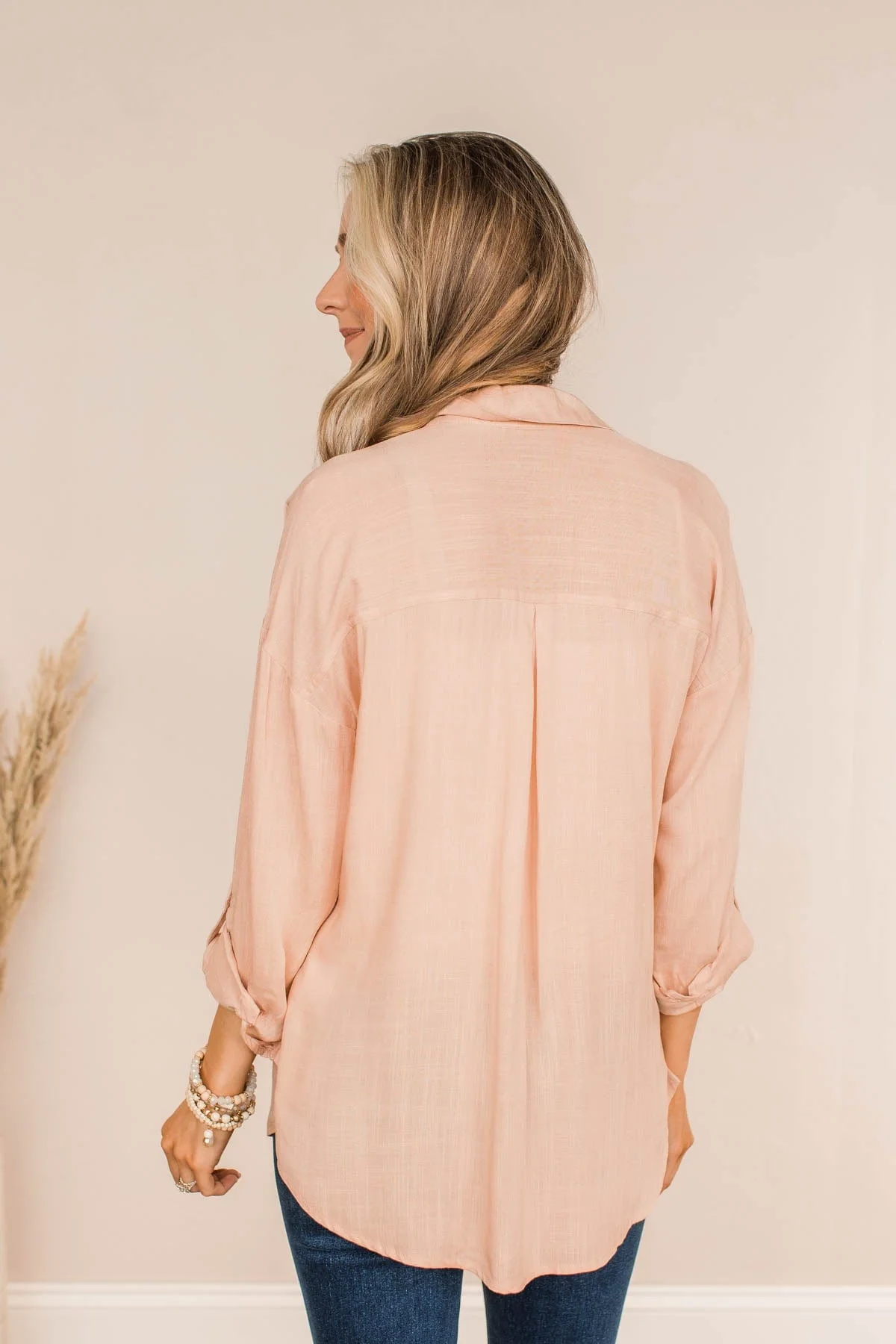 Stay In Touch Button Down Top- Champagne - Image 7