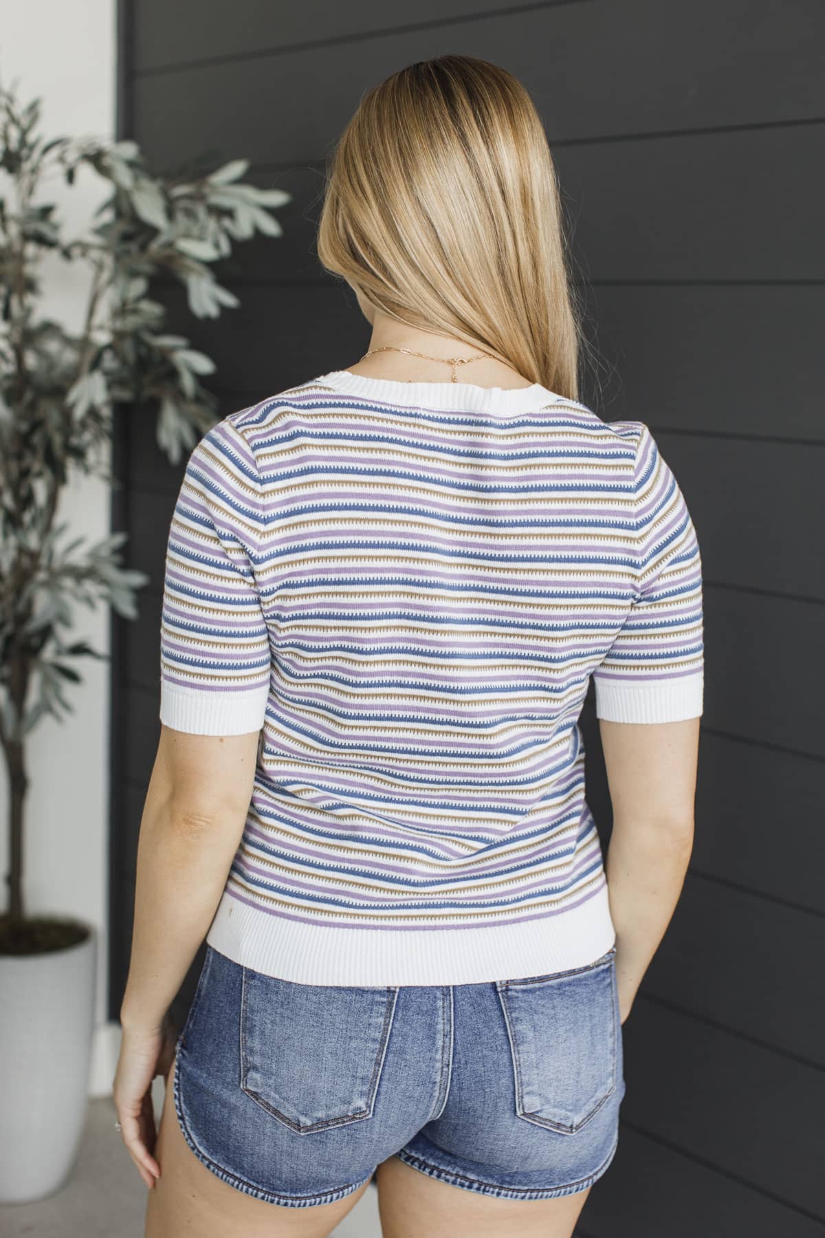 Stay Sweet Always Striped Knit Top- Lavender & Blue - Image 8