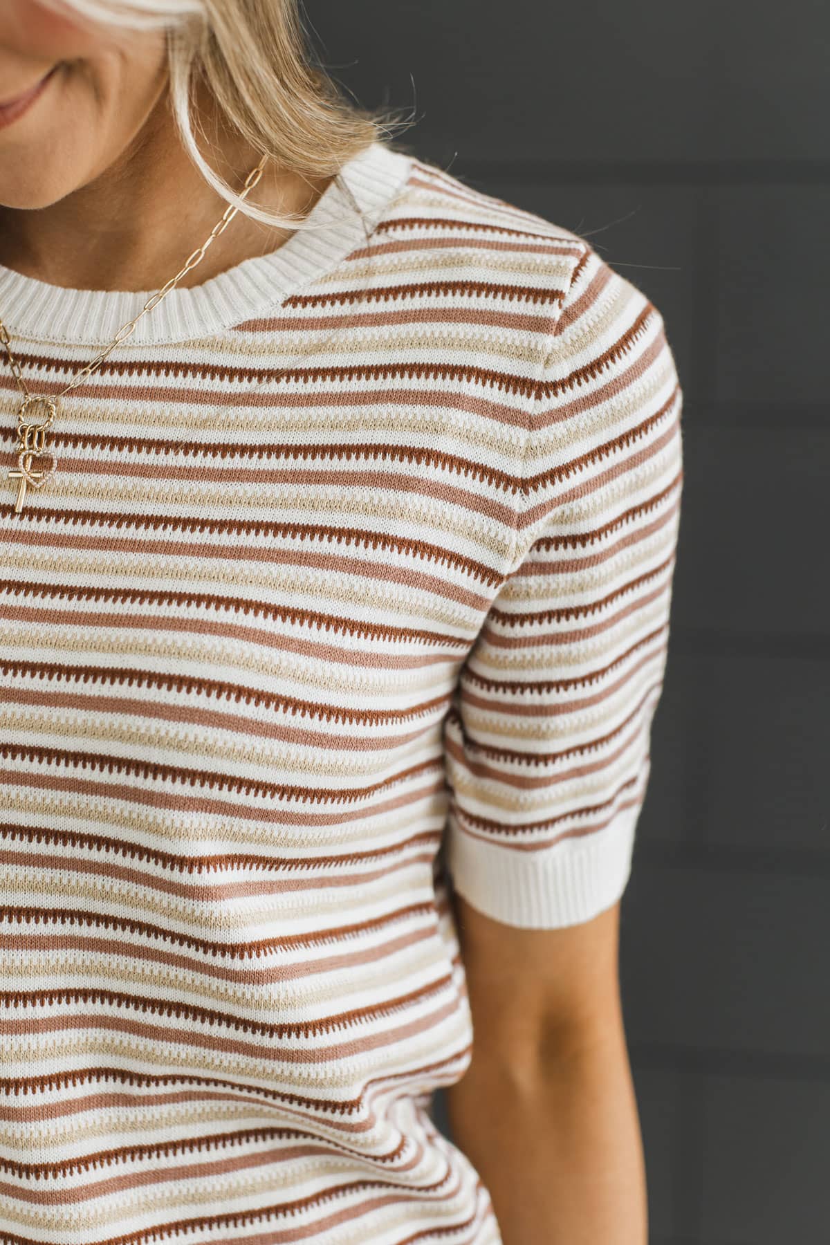 Stay Sweet Always Striped Knit Top- Rust & Copper - Image 2