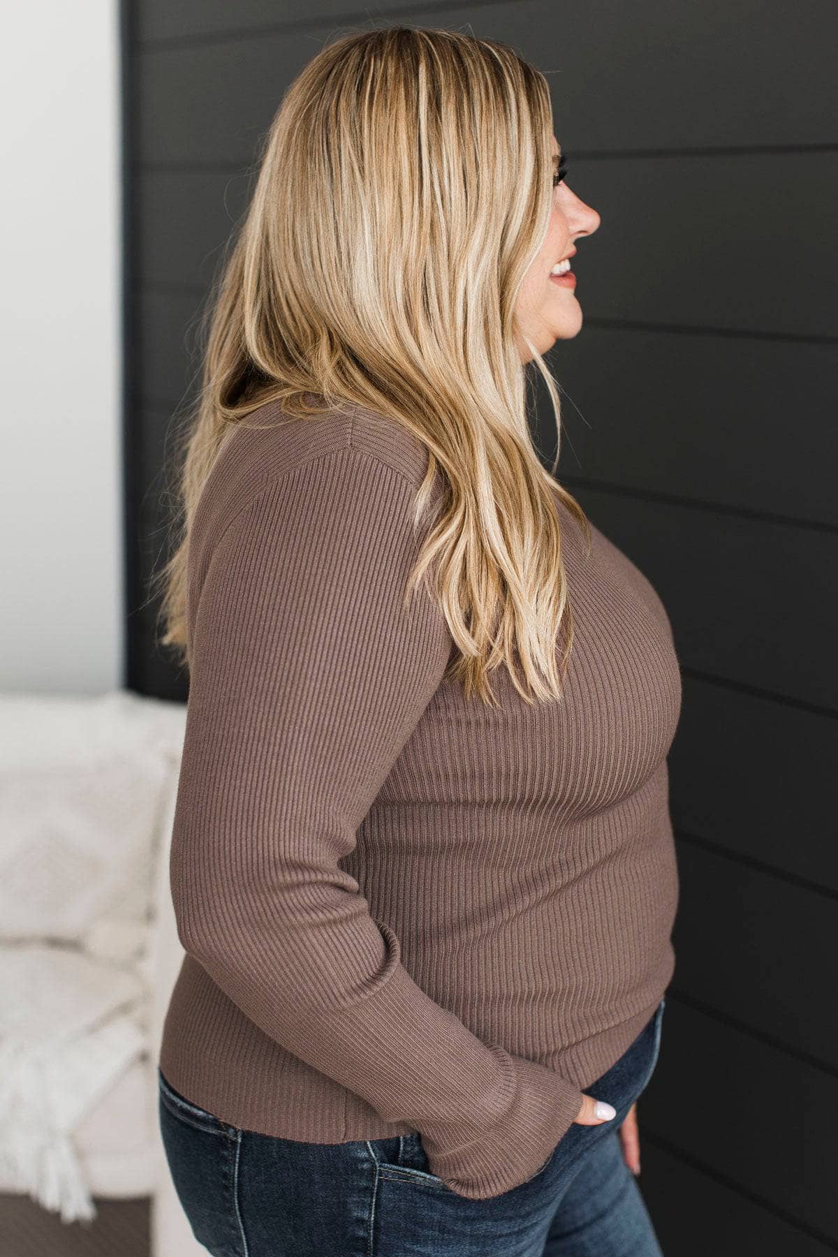 Stay The Course Long Sleeve Top- Dark Mocha - Image 5