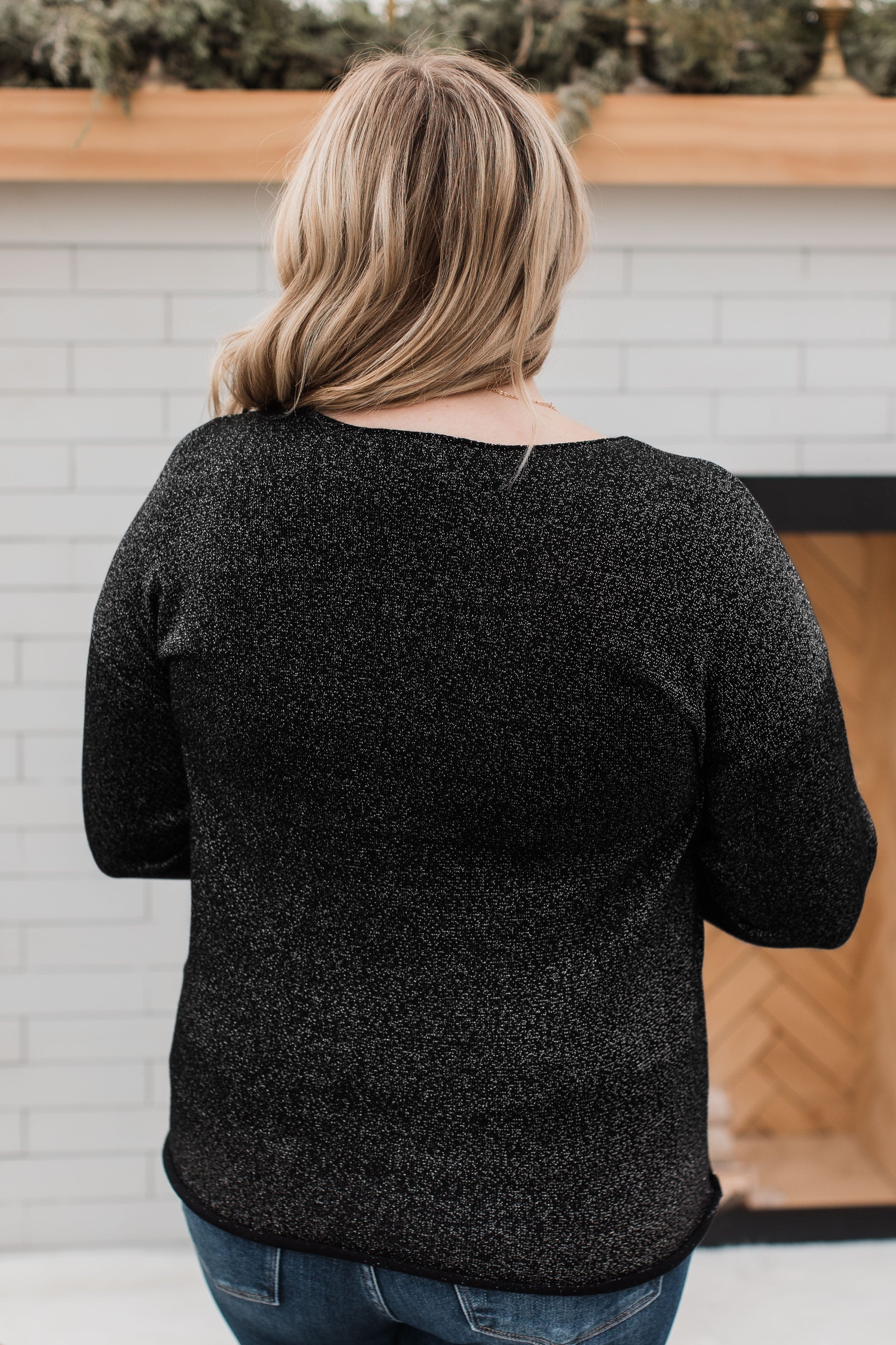 Stay The Night Shimmer Knit Sweater- Black - Image 9