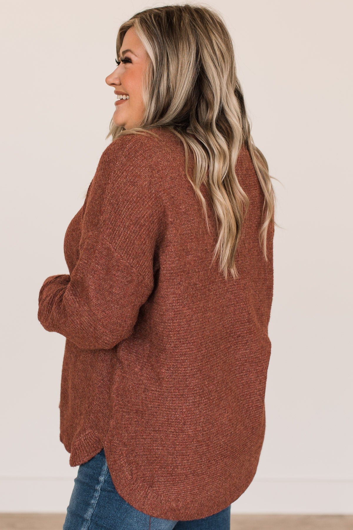 Stay True Soft Knit Sweater- Brick - Image 6