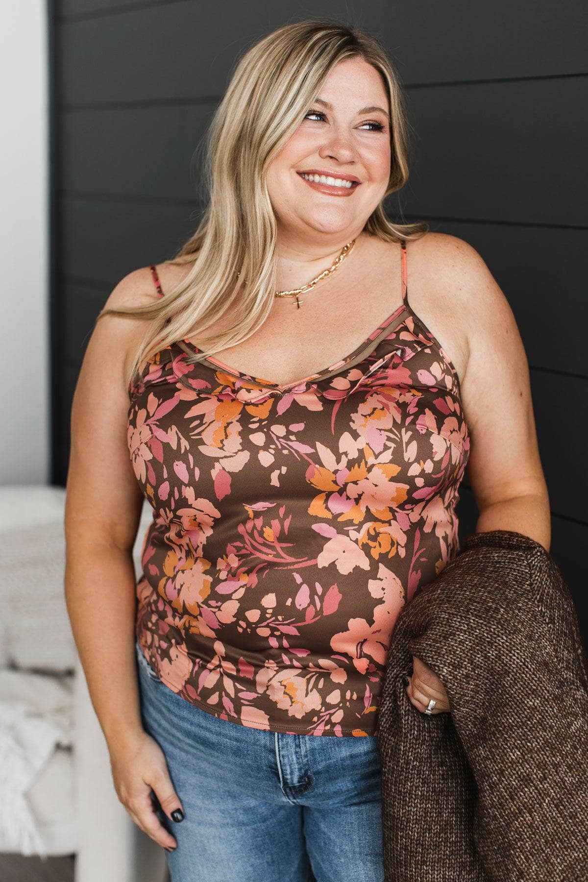 Stayed For You Floral Tank Top- Brown - Image 4