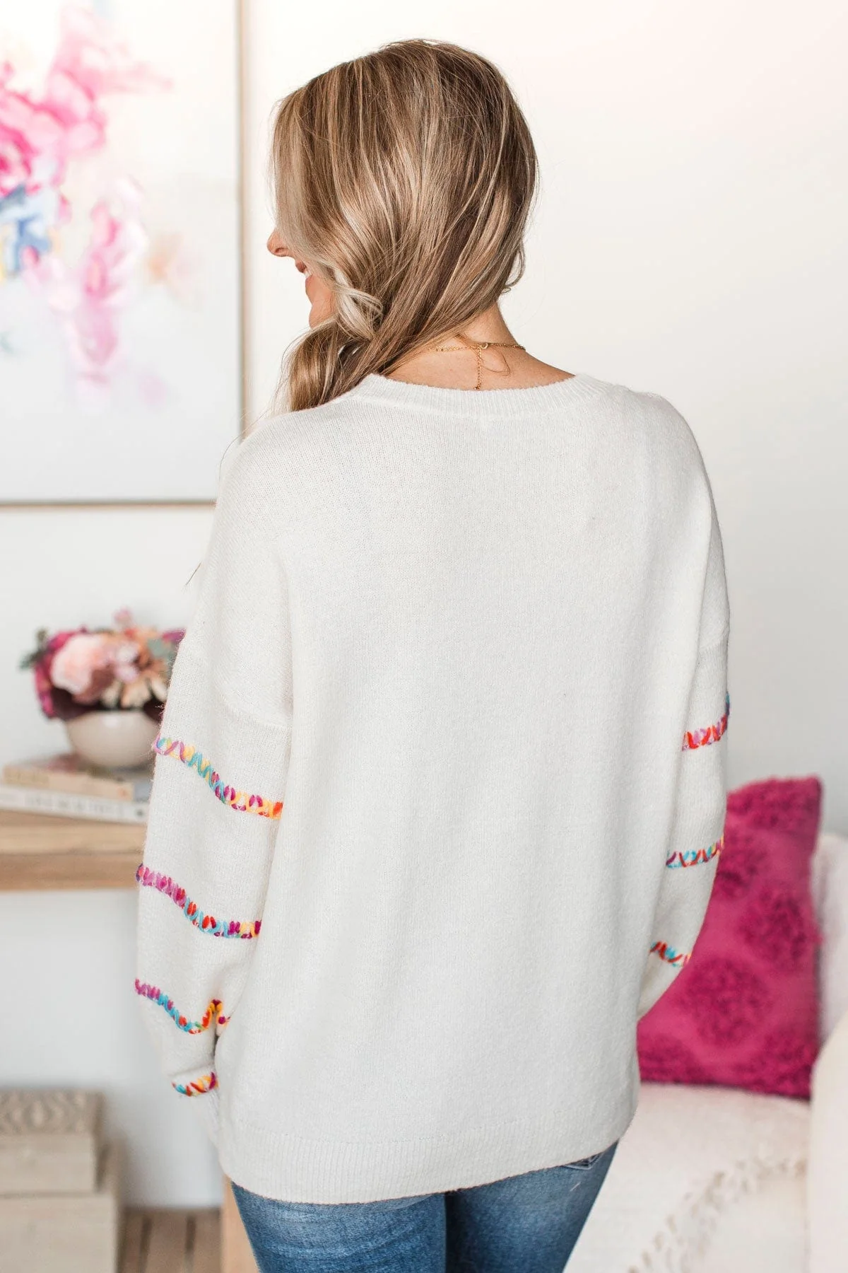 Staying Optimistic Striped Sweater- Ivory - Image 9