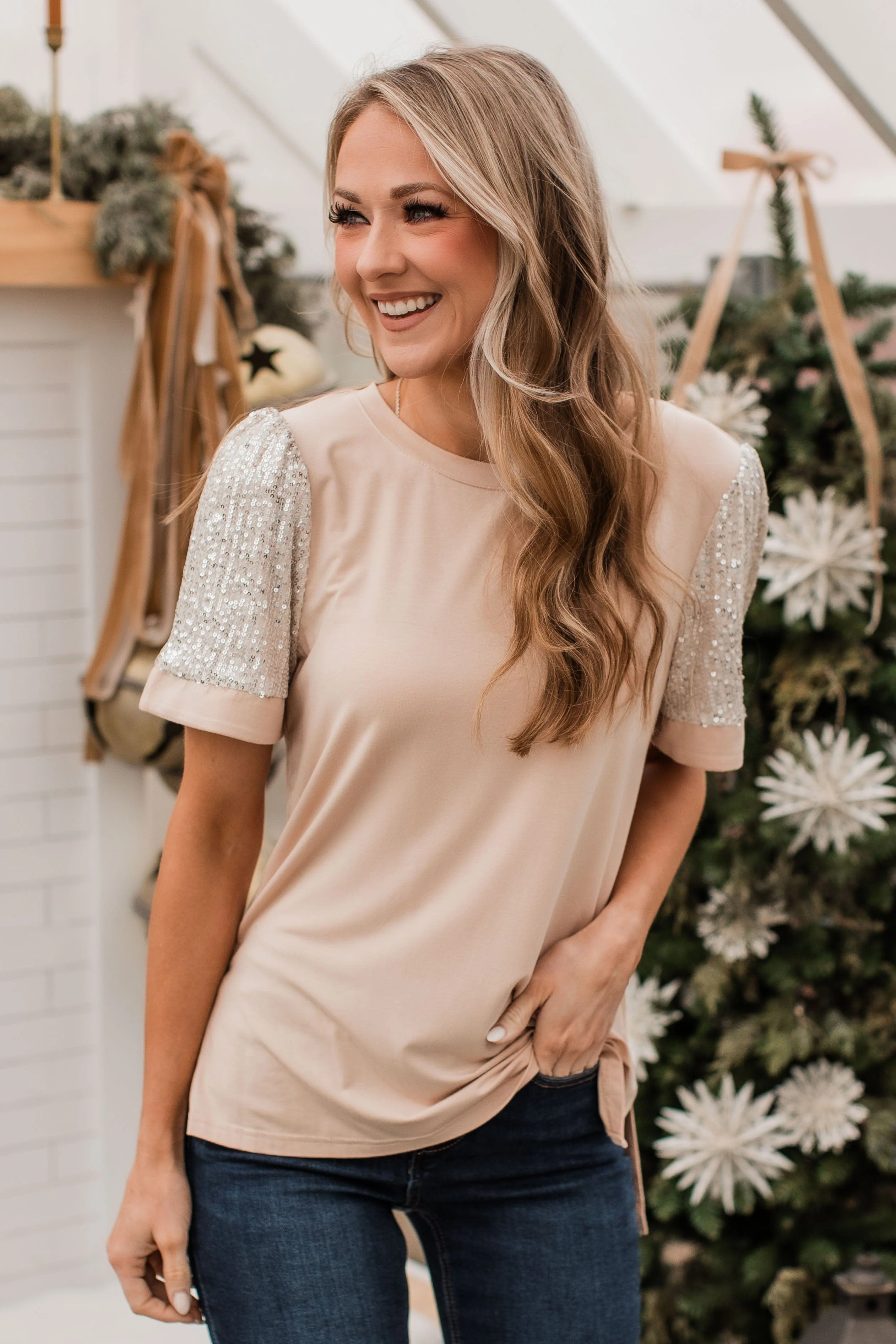 Steal The Night Knit Top- Nude
