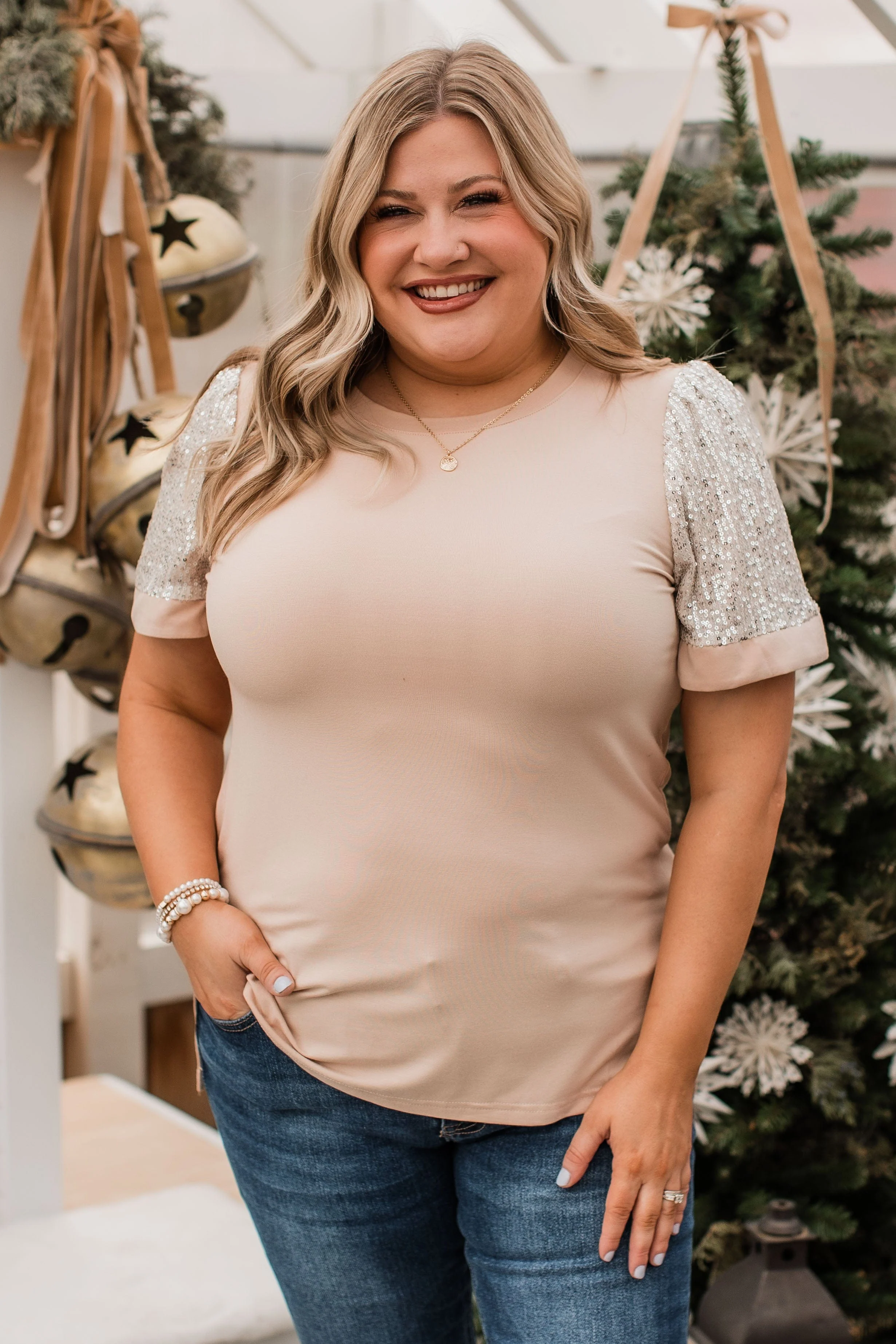 Steal The Night Knit Top- Nude - Image 2