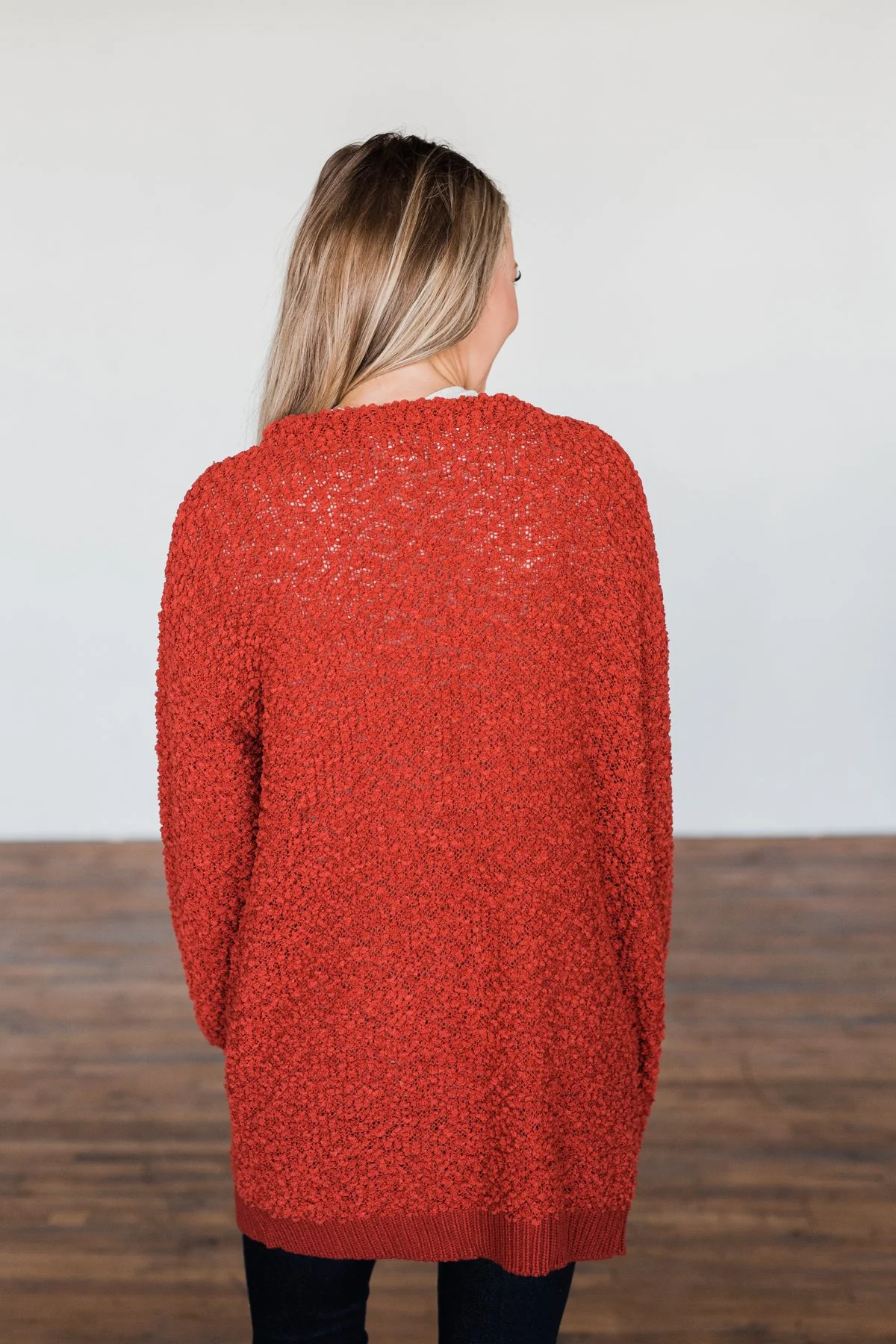 Stealing Glances Popcorn Knit Cardigan- Vintage Red - Image 12