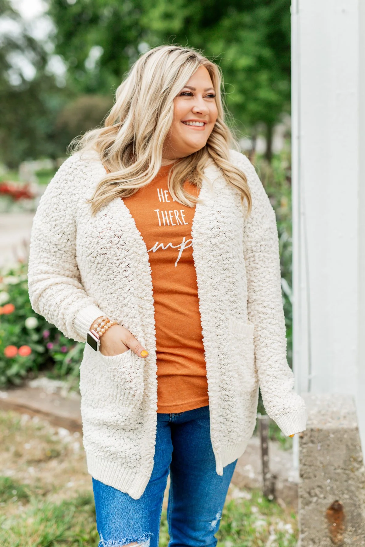 Stealing Glances Popcorn Knit Cardigan- Ivory - Image 3