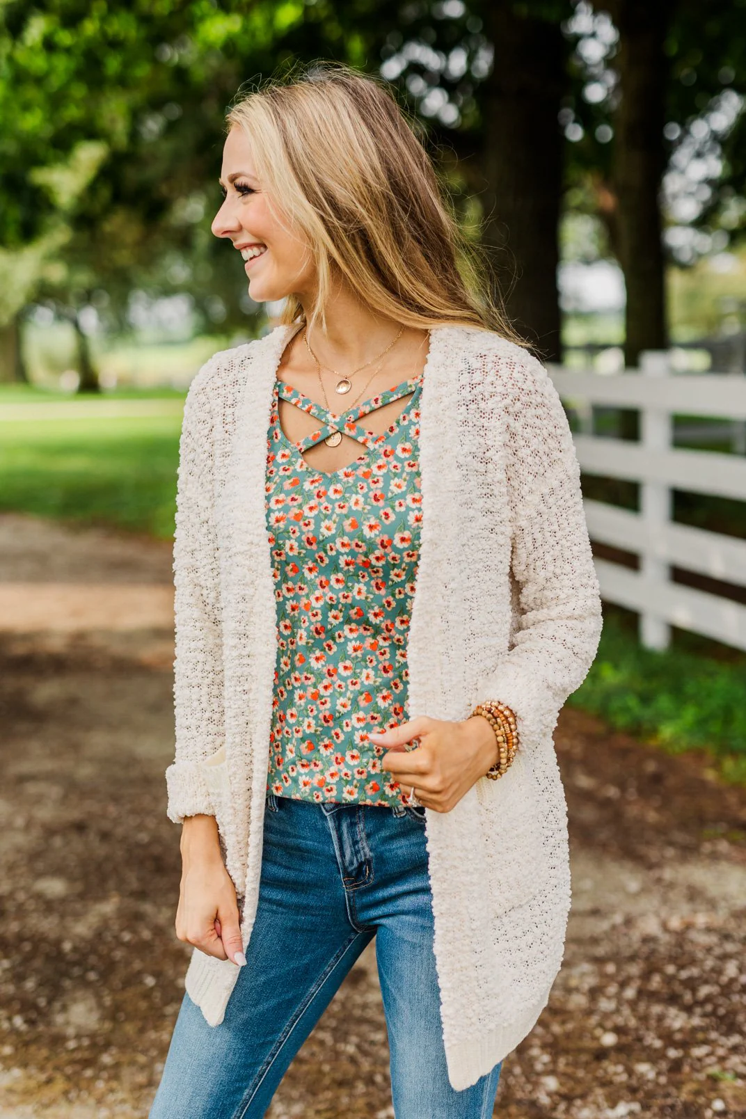 Stealing Glances Popcorn Knit Cardigan- Ivory - Image 9
