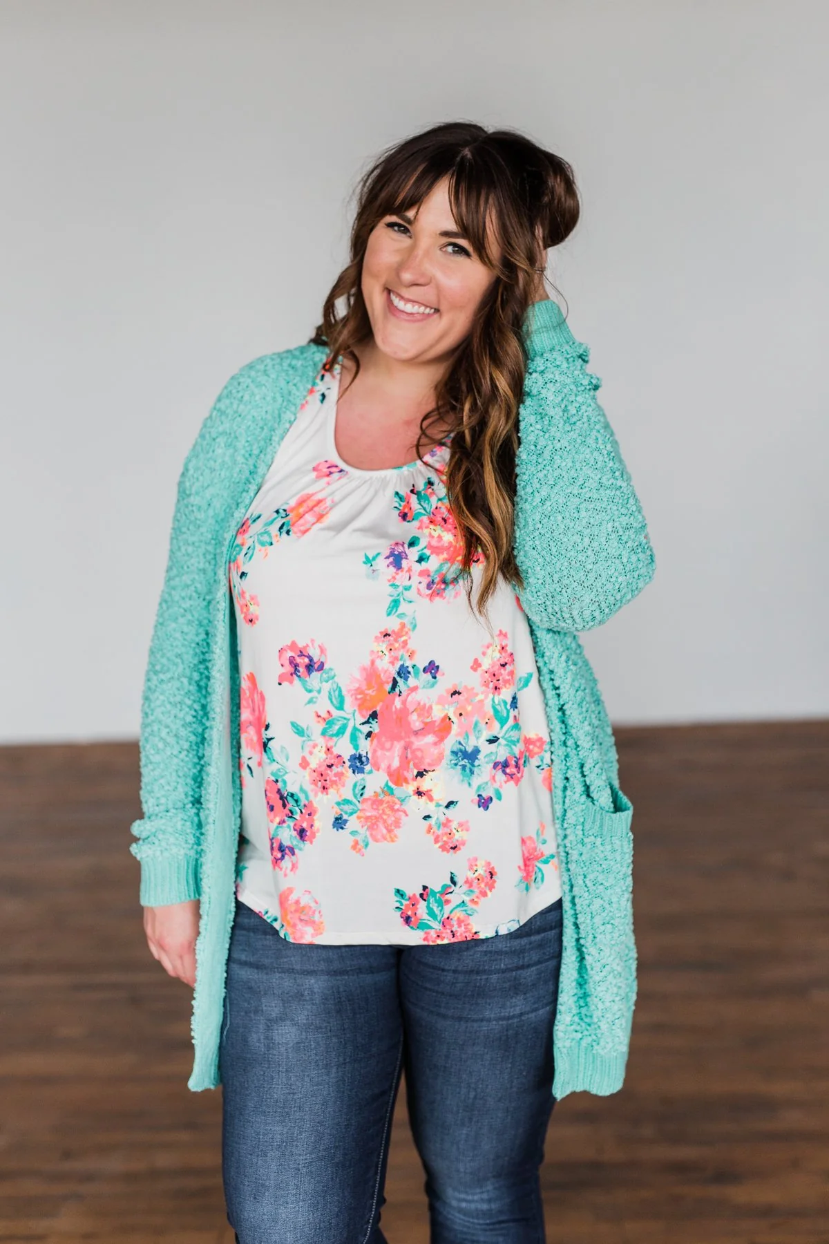 Stealing Glances Popcorn Knit Cardigan- Mint - Image 10