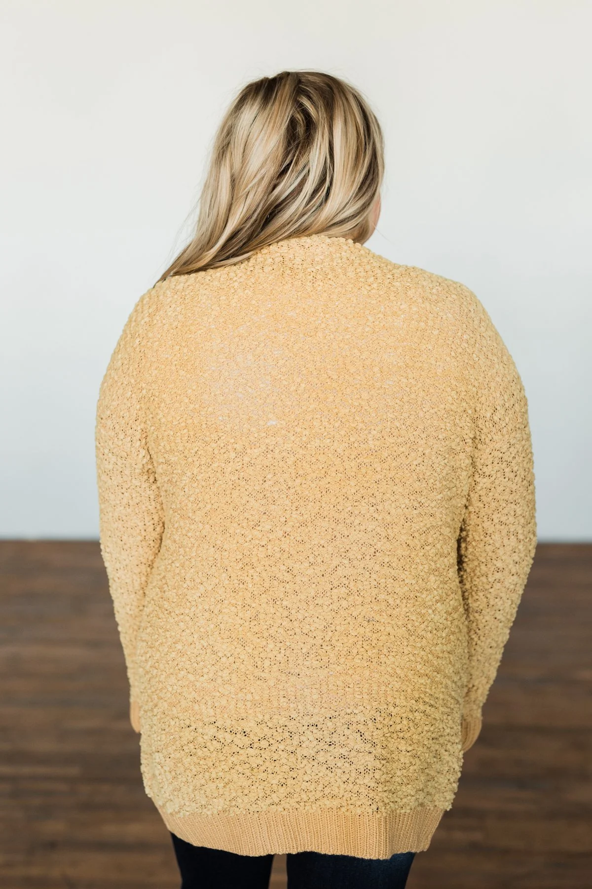 Stealing Glances Popcorn Knit Cardigan- Mustard - Image 9
