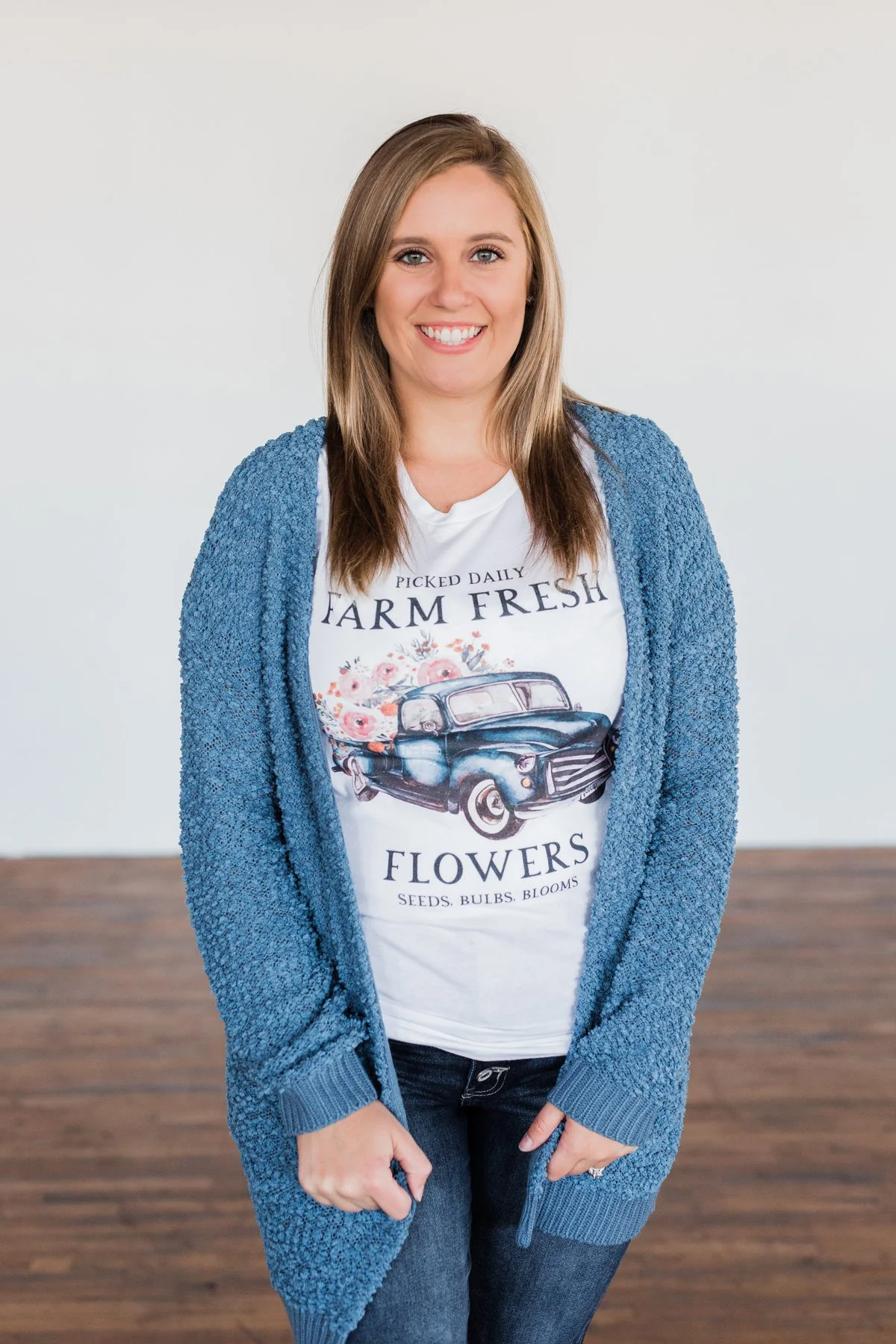 Stealing Glances Popcorn Knit Cardigan- Steel Blue - Image 9