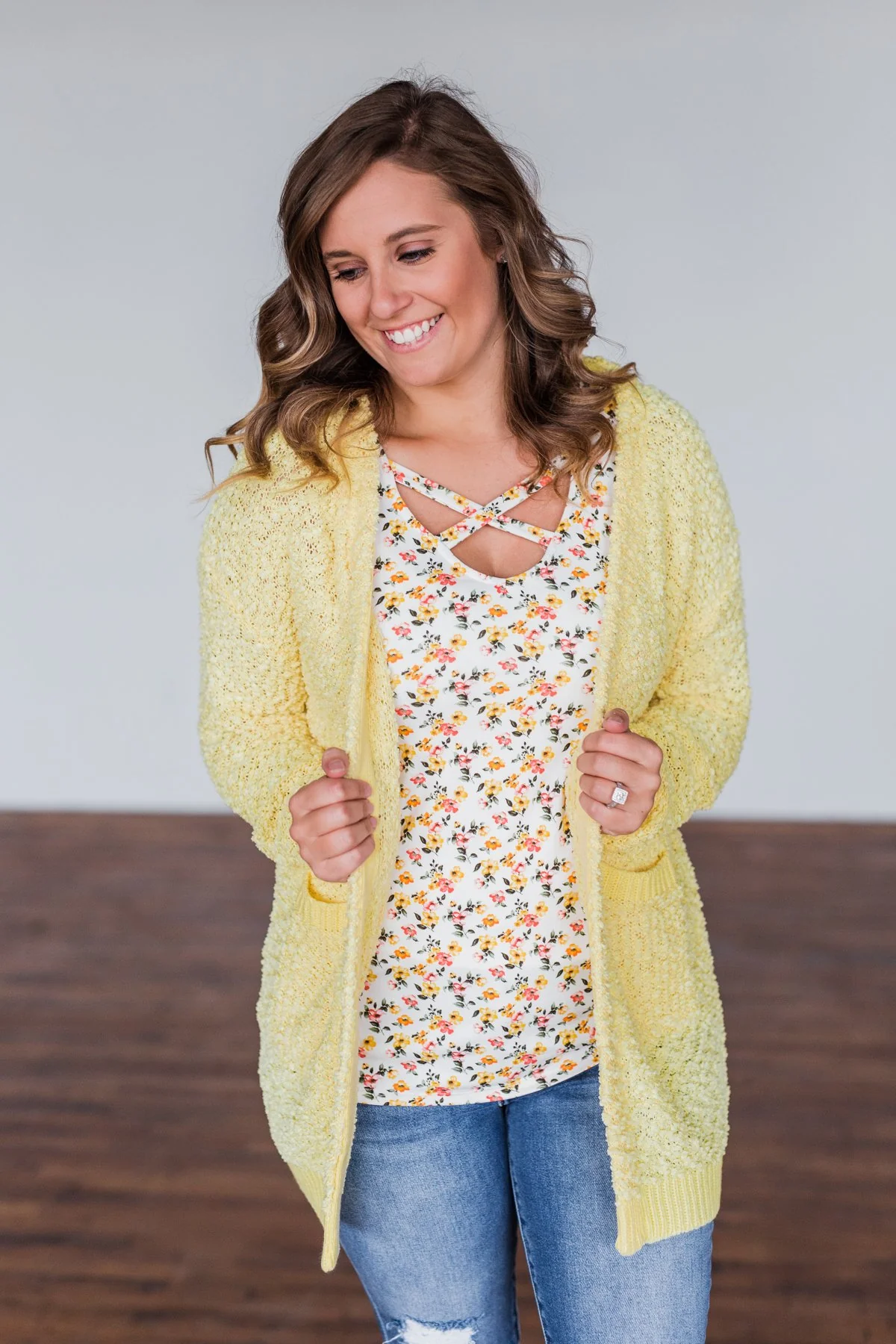Stealing Glances Popcorn Knit Cardigan- Yellow - Image 14