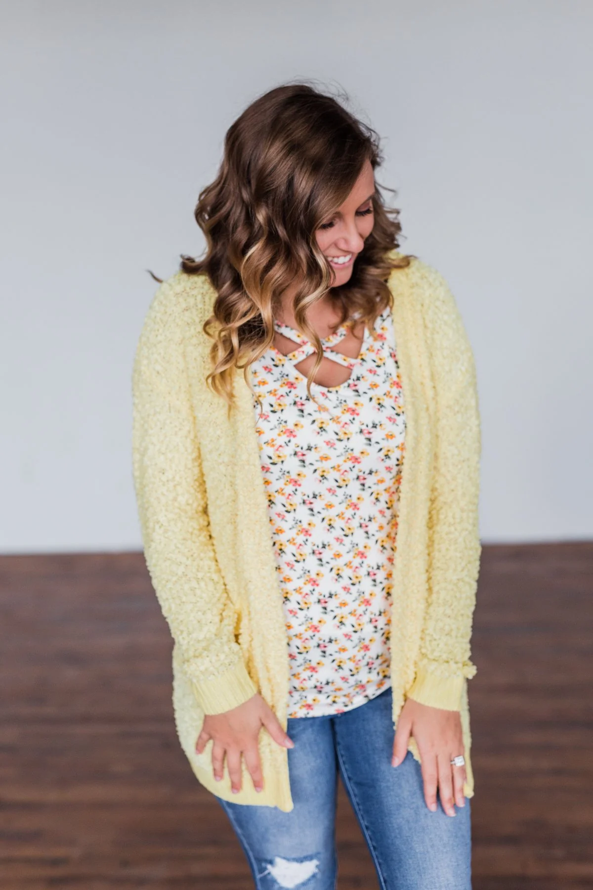 Stealing Glances Popcorn Knit Cardigan- Yellow - Image 15