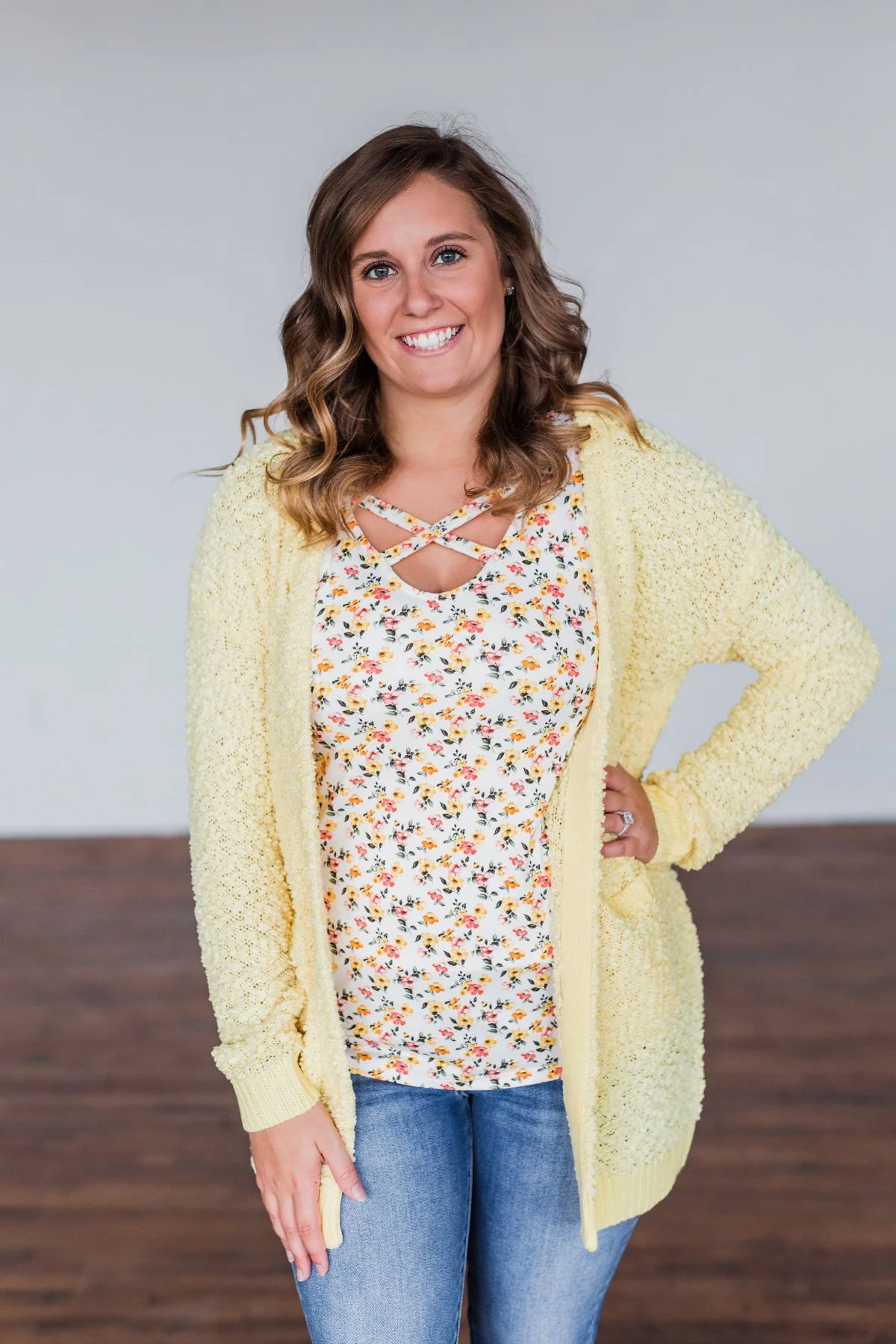 Stealing Glances Popcorn Knit Cardigan- Yellow - Image 16