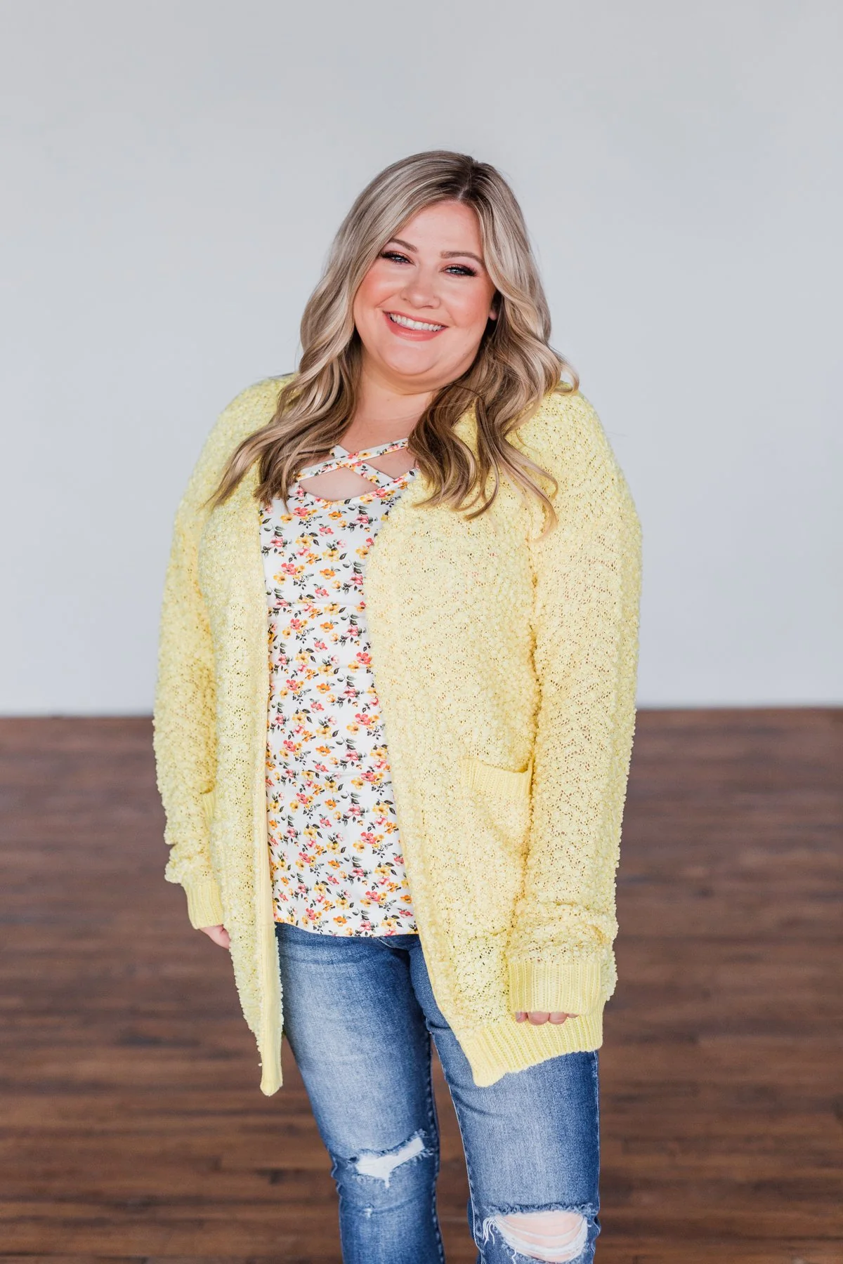 Stealing Glances Popcorn Knit Cardigan- Yellow - Image 21