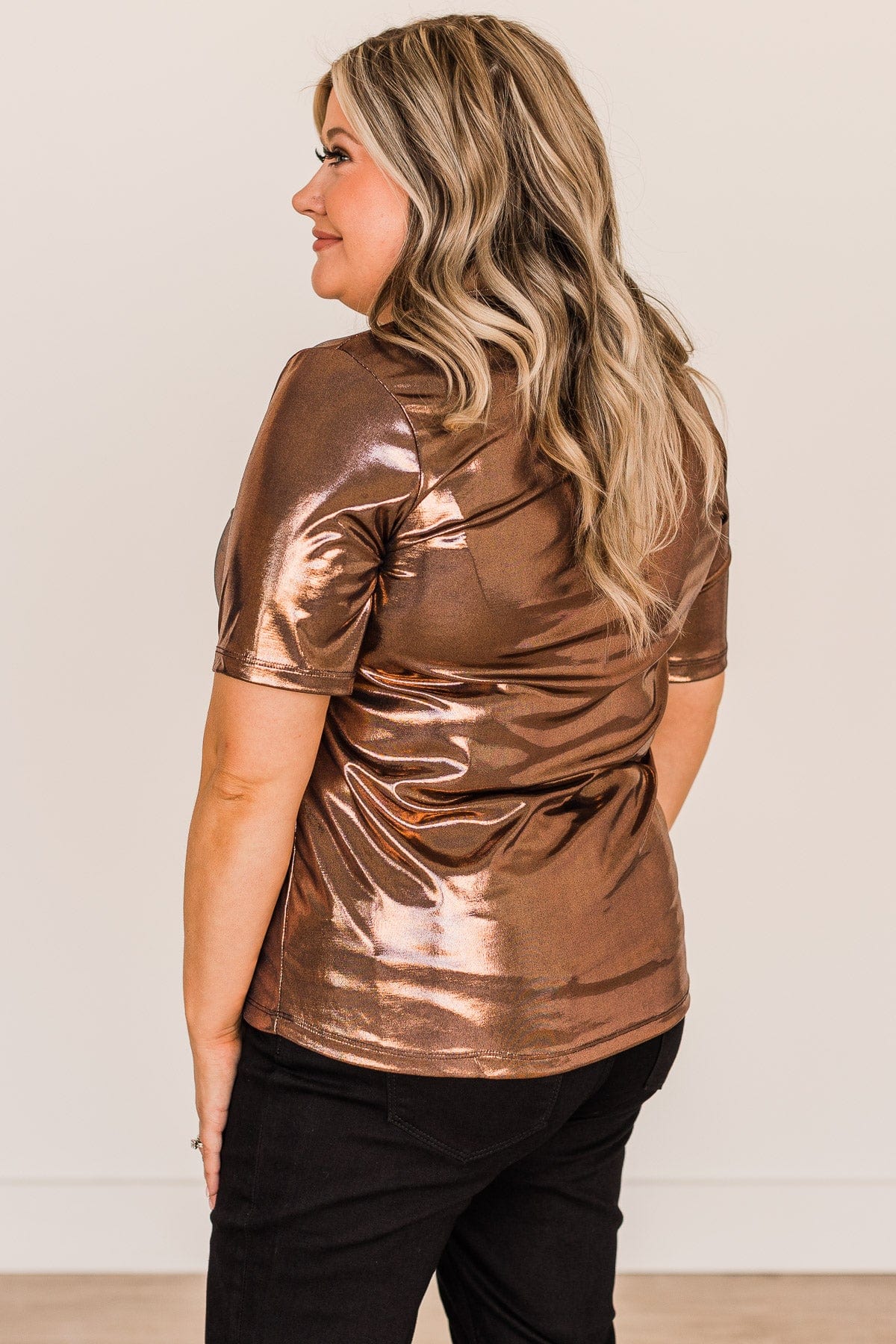 Stealing The Show Metallic Top- Copper - Image 6