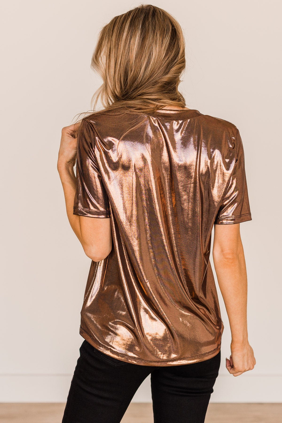 Stealing The Show Metallic Top- Copper - Image 8