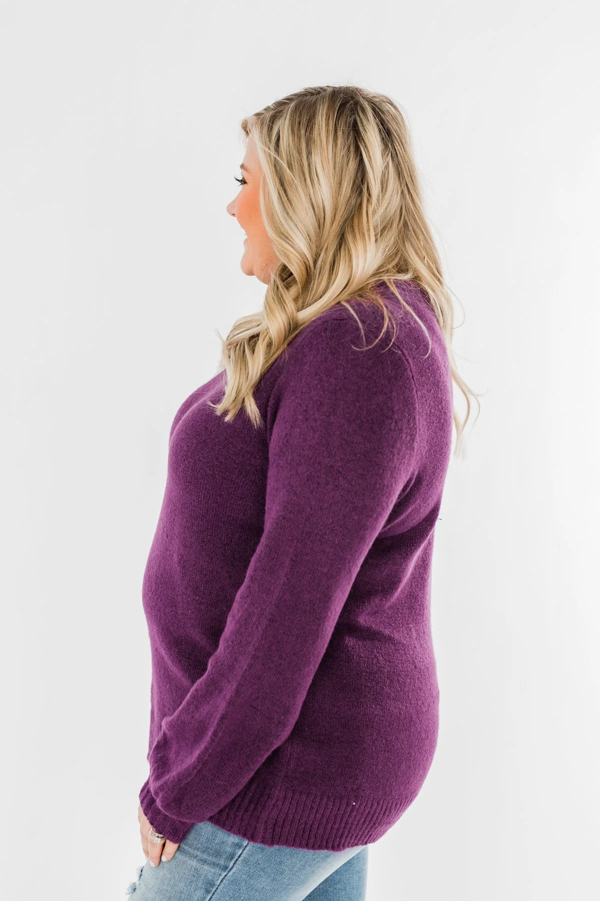 Stealing Your Time Knit Sweater- Plum - Image 9