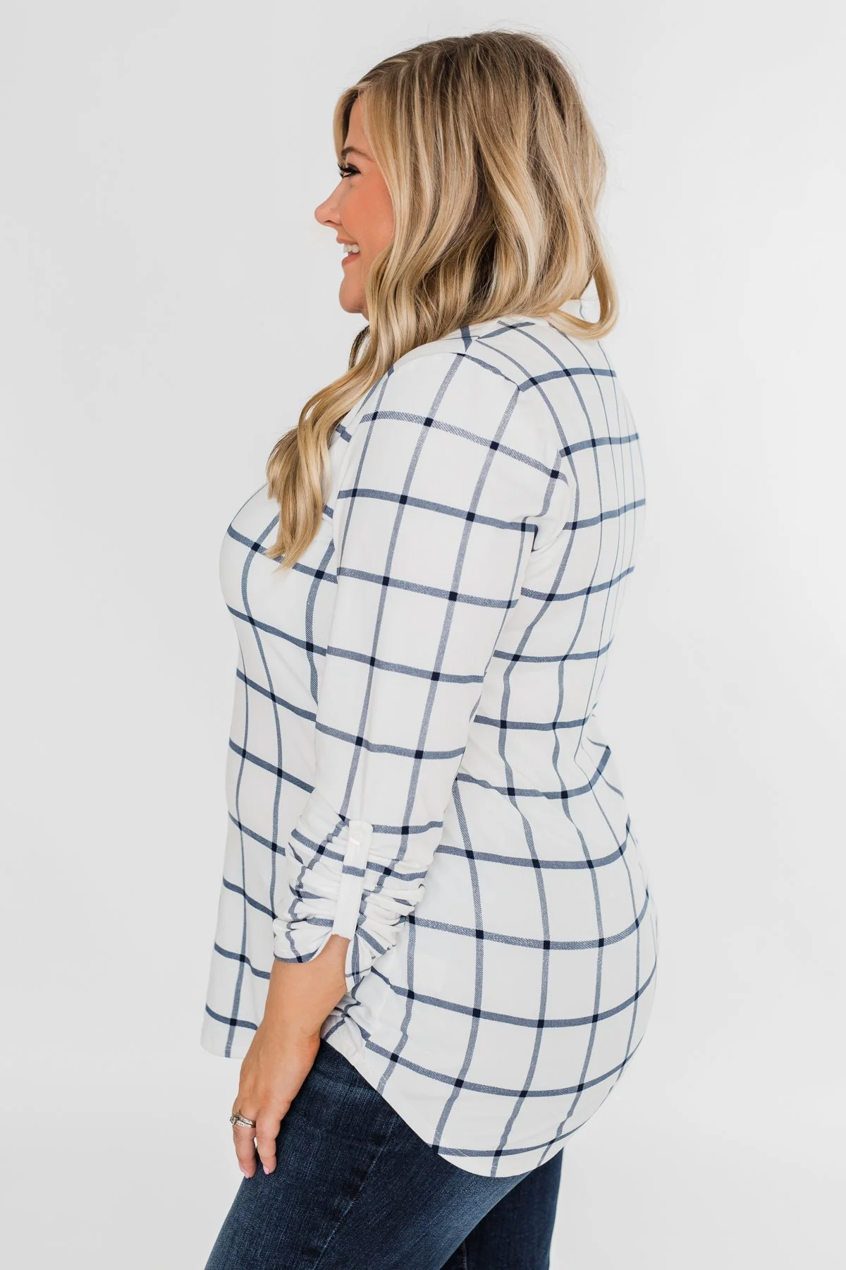 Step by Step Graph Striped V-Neck Top- White - Image 12