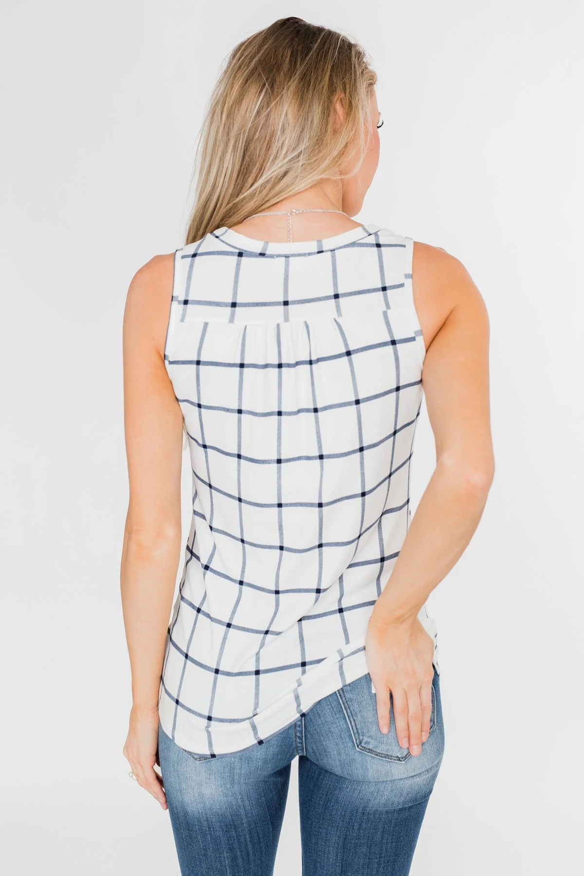 Step to the Beat Graph Striped Tank Top- White - Image 17