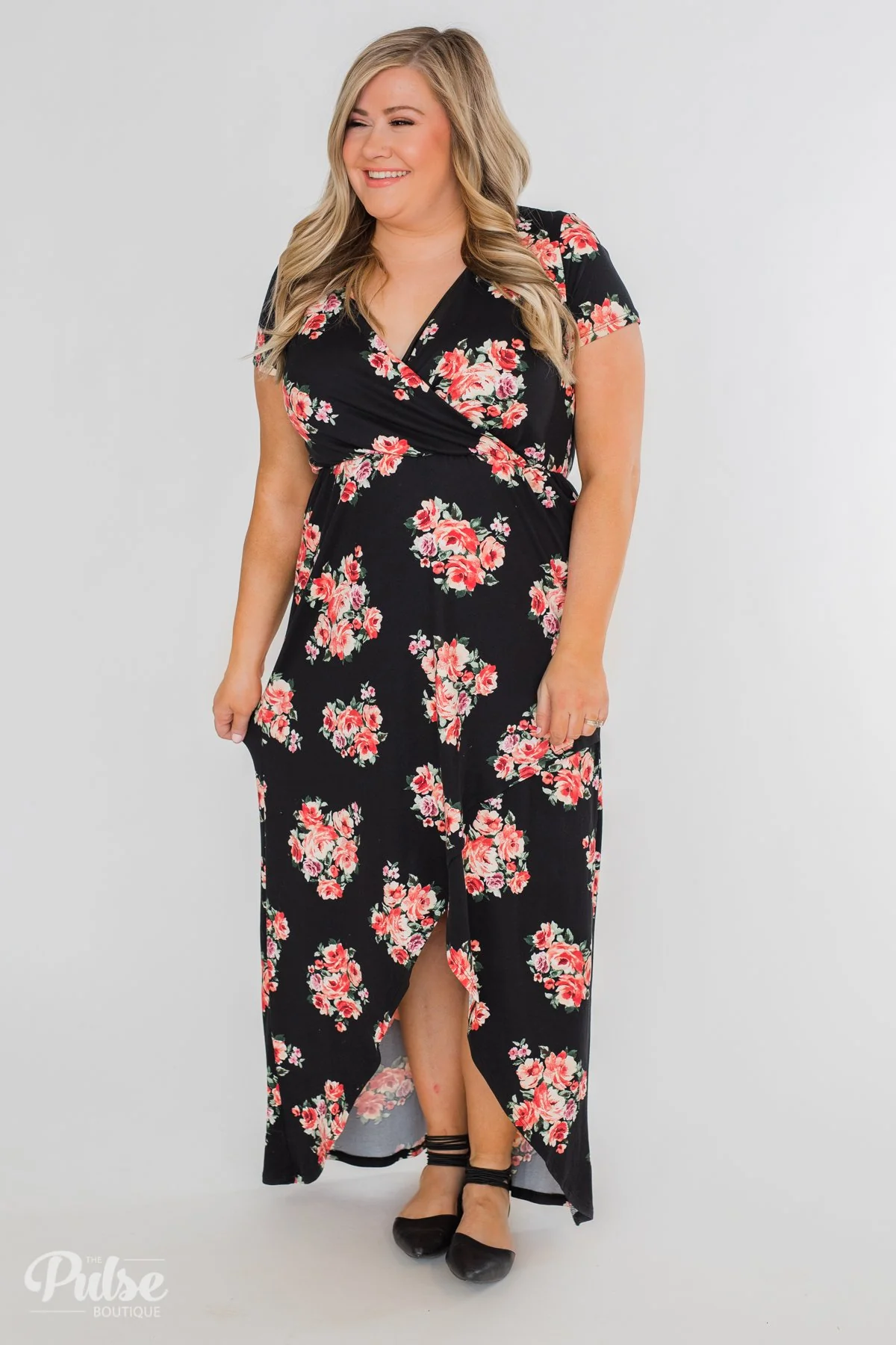 Still Into You Short Sleeve Floral Maxi Dress- Black - Image 13