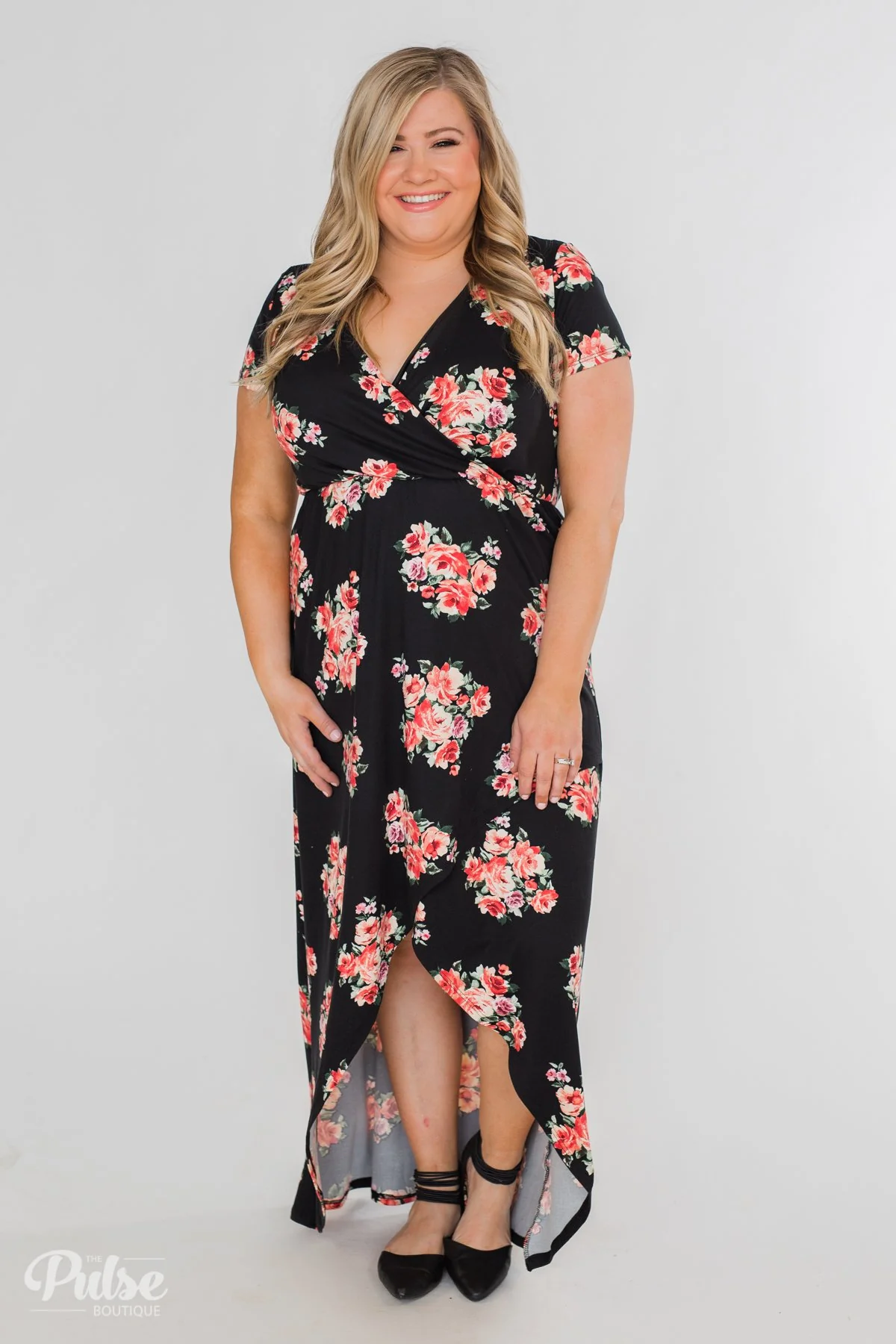Still Into You Short Sleeve Floral Maxi Dress- Black - Image 15