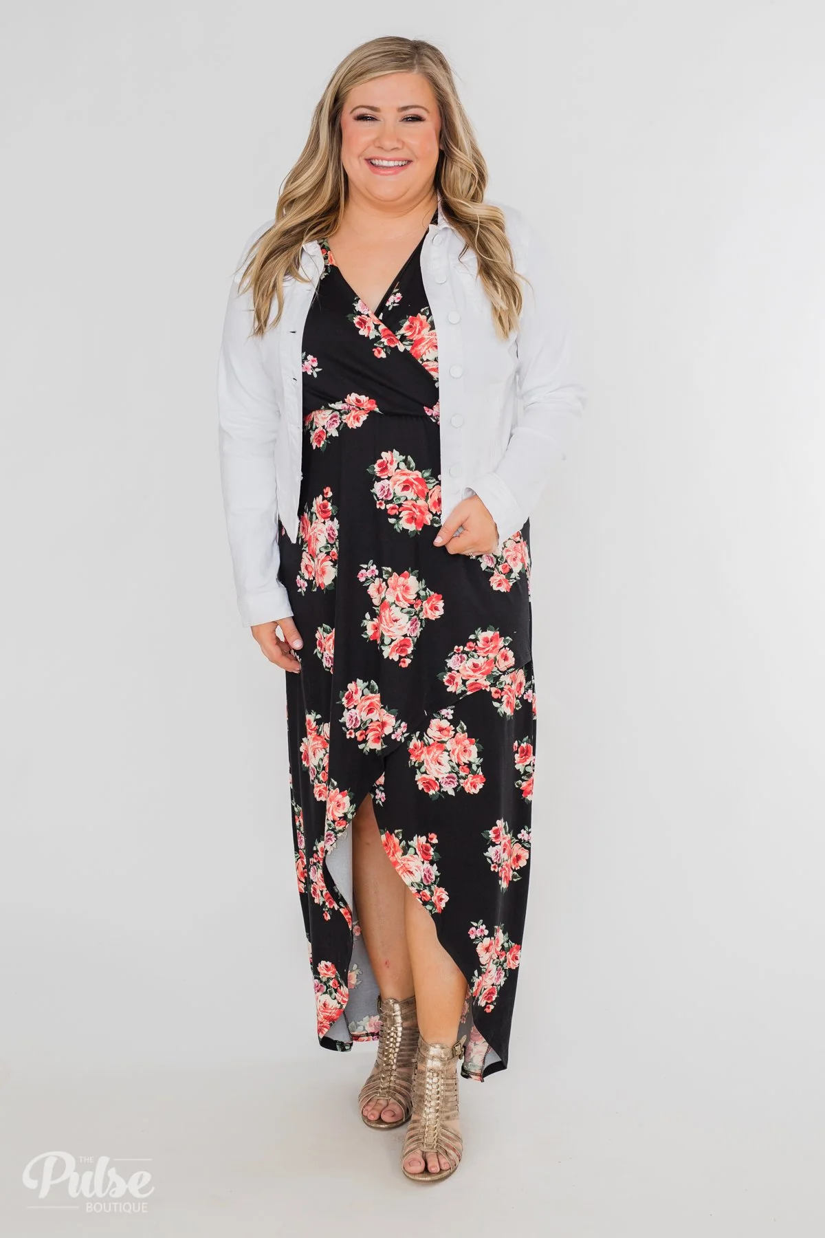 Still Into You Short Sleeve Floral Maxi Dress- Black - Image 2