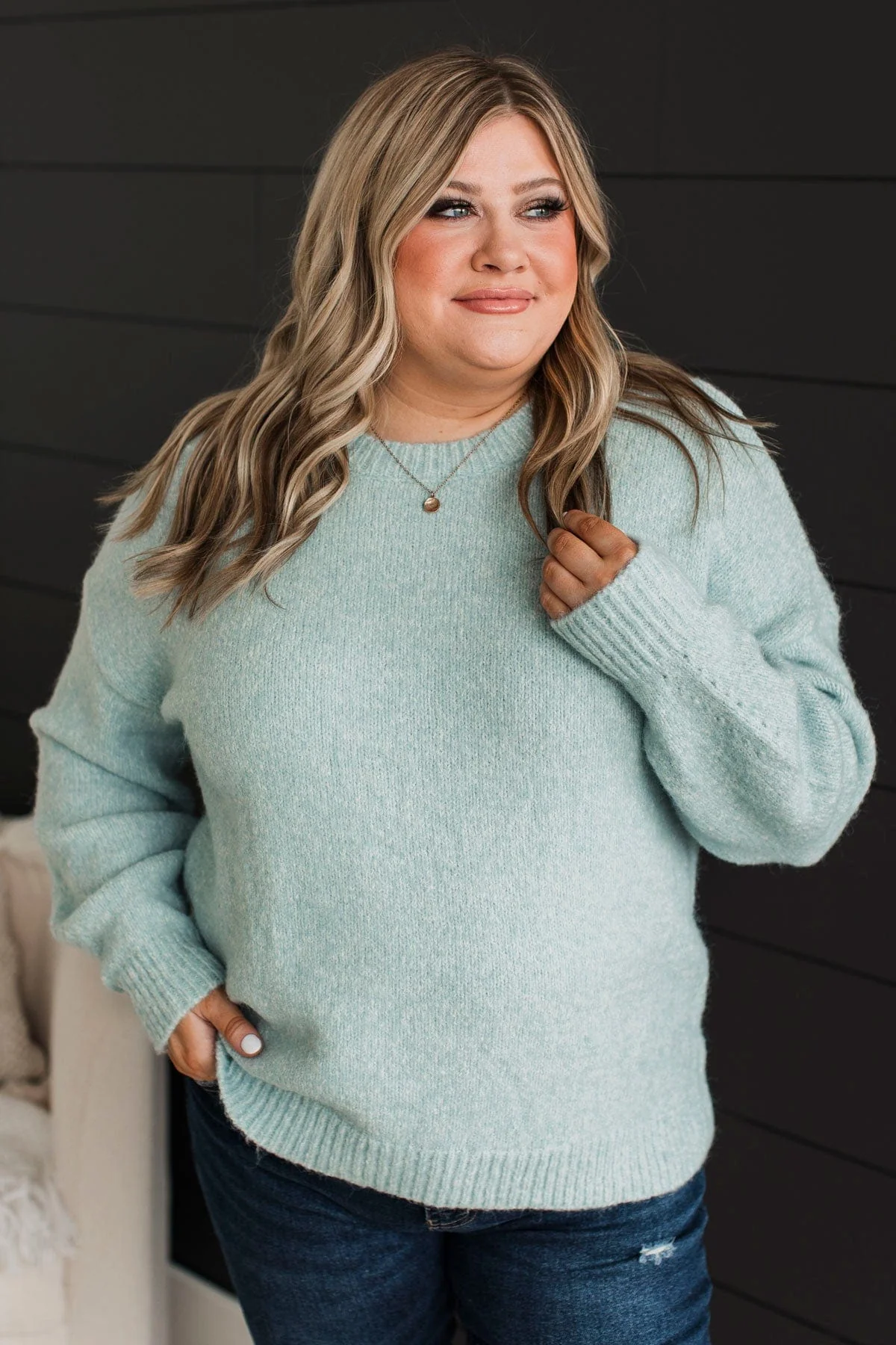 Still The One Knit Sweater- Light Blue - Image 3