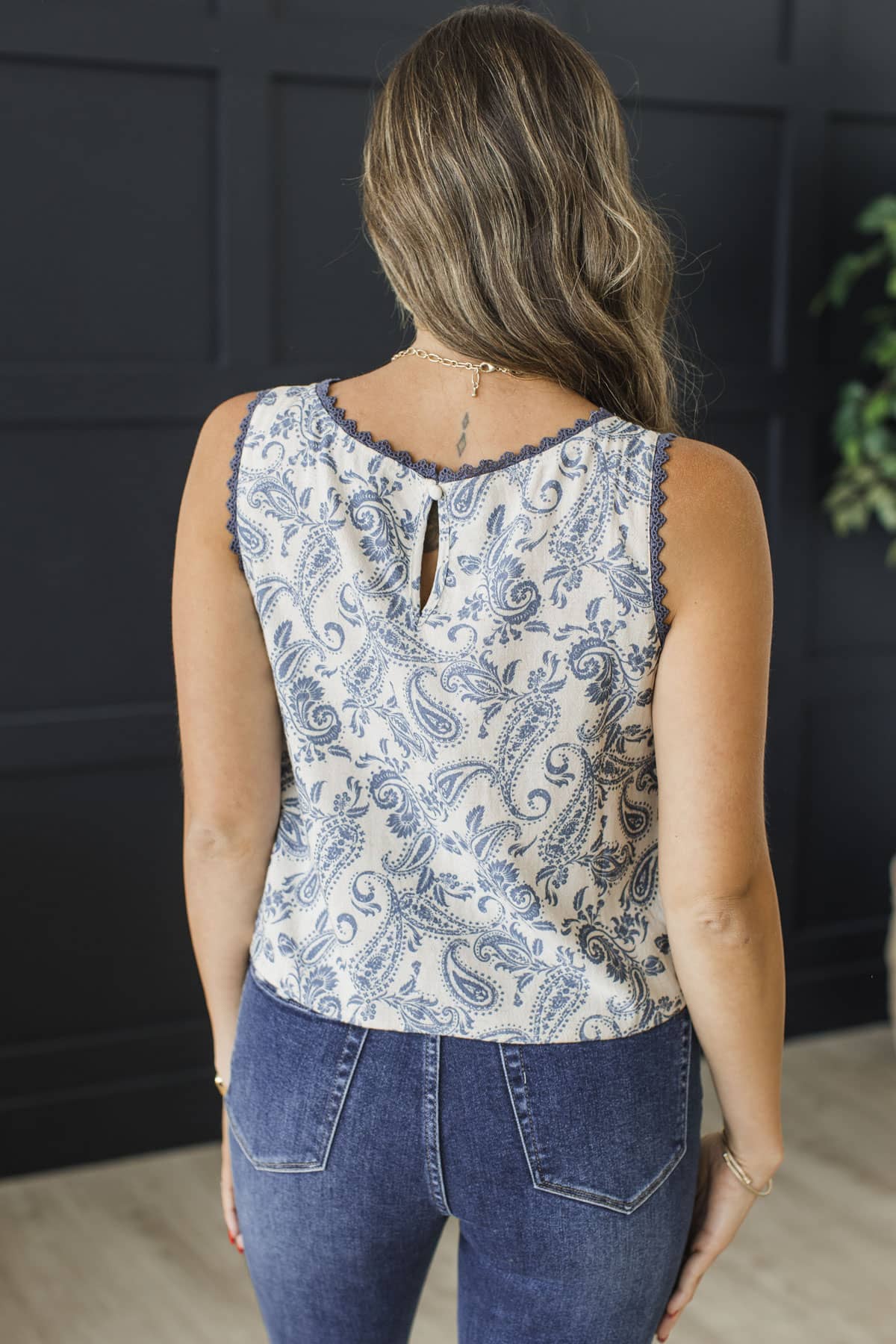 Stillness Brings Clarity Sleeveless Top- Light Navy - Image 7