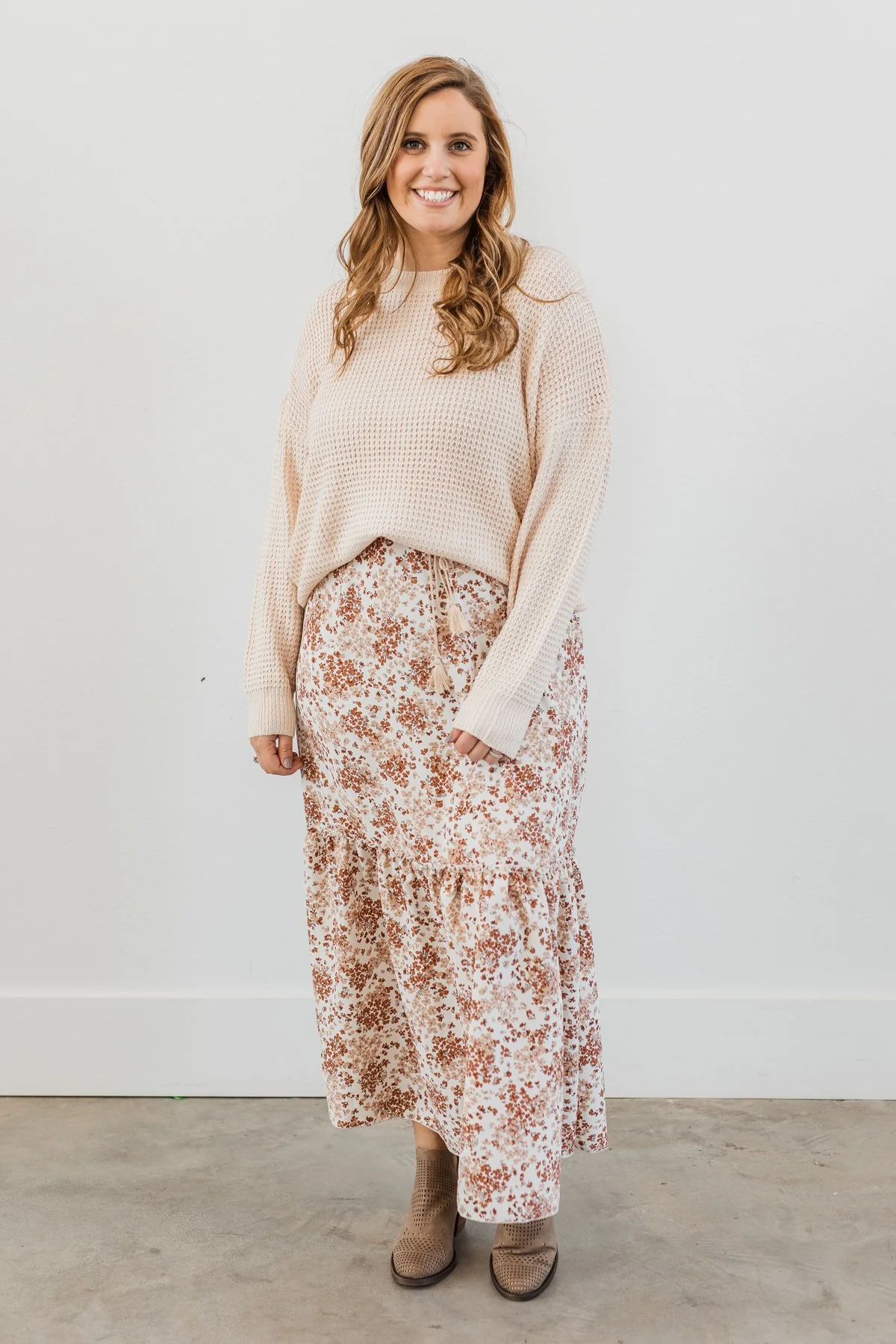 Stop & Stare Floral Maxi Skirt- Ivory - Image 2