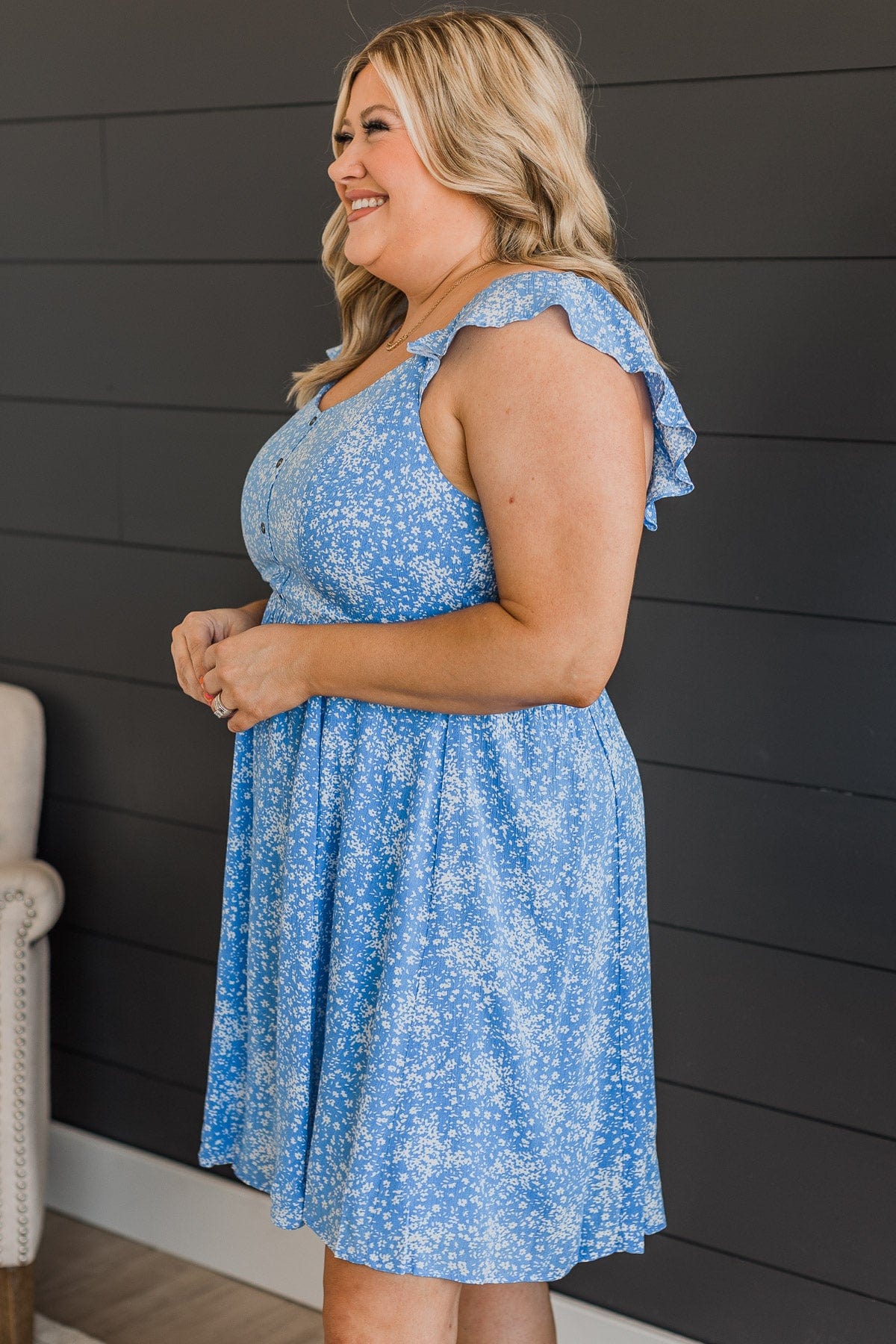Storybook Ending Floral Dress- Blue - Image 6