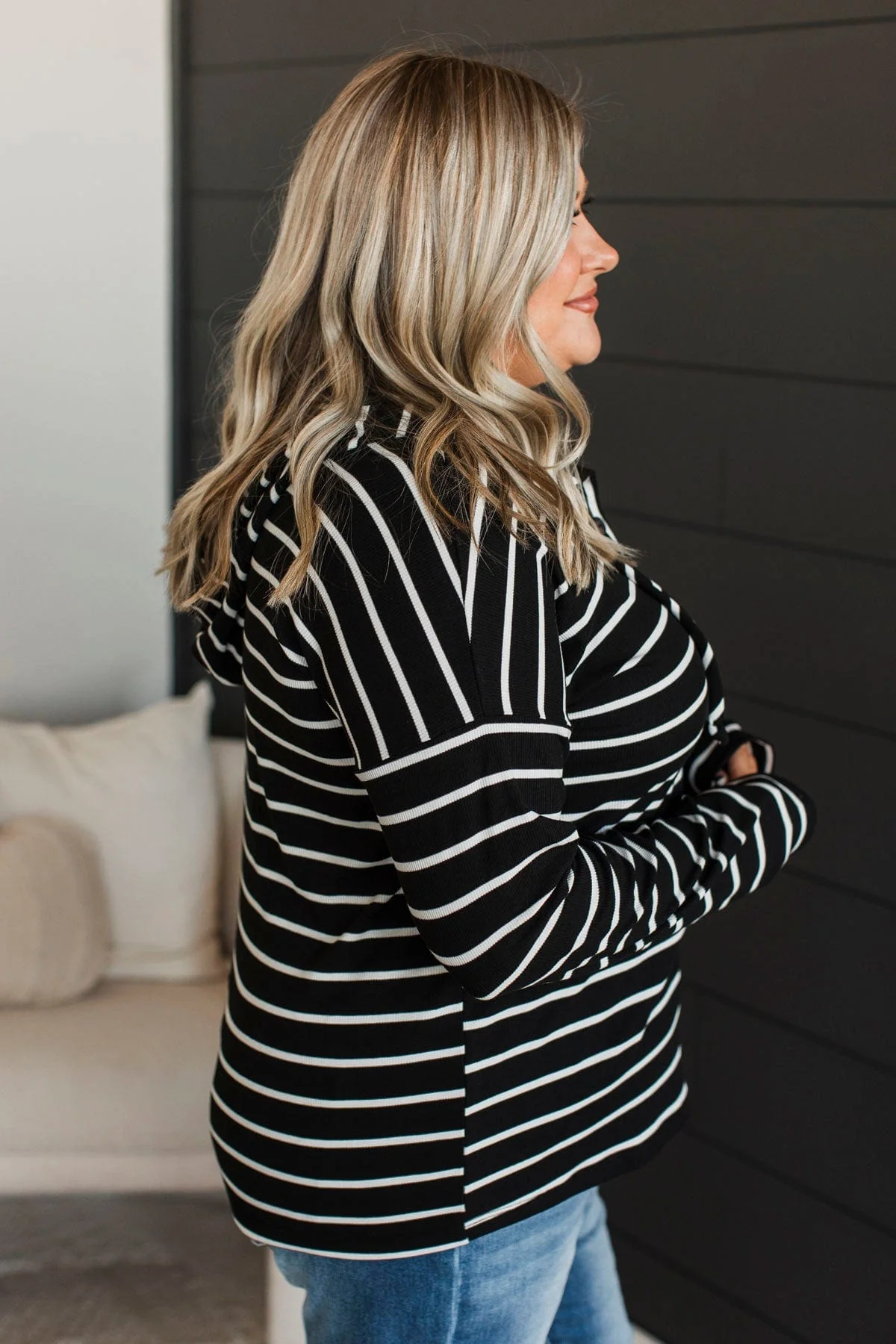Straight From The Heart Hooded Top- Black - Image 6