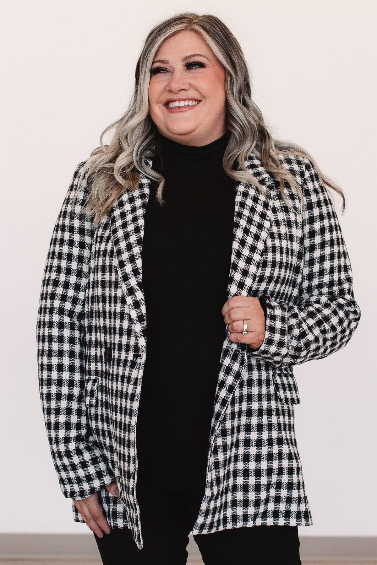 Straight To Success Button Blazer- Black & White - Image 5