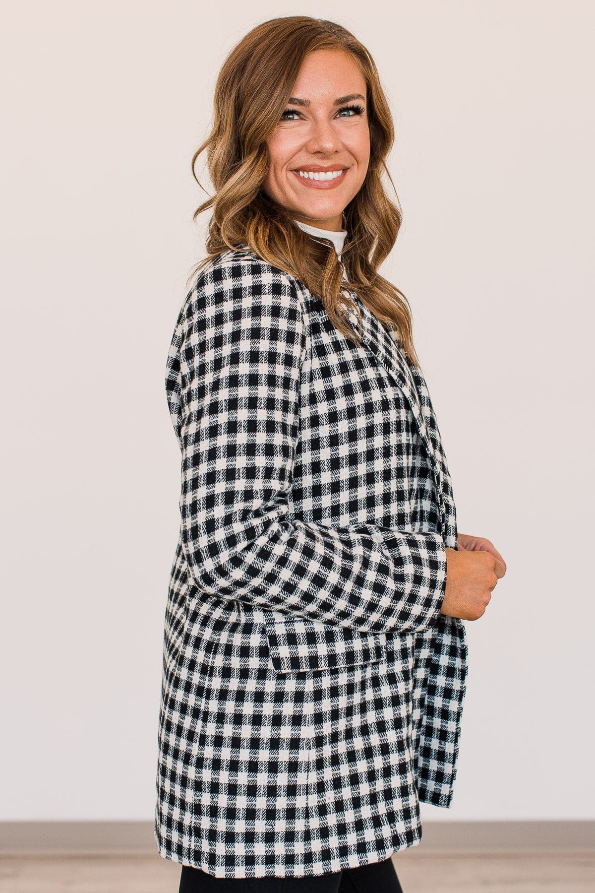 Straight To Success Button Blazer- Black & White - Image 8