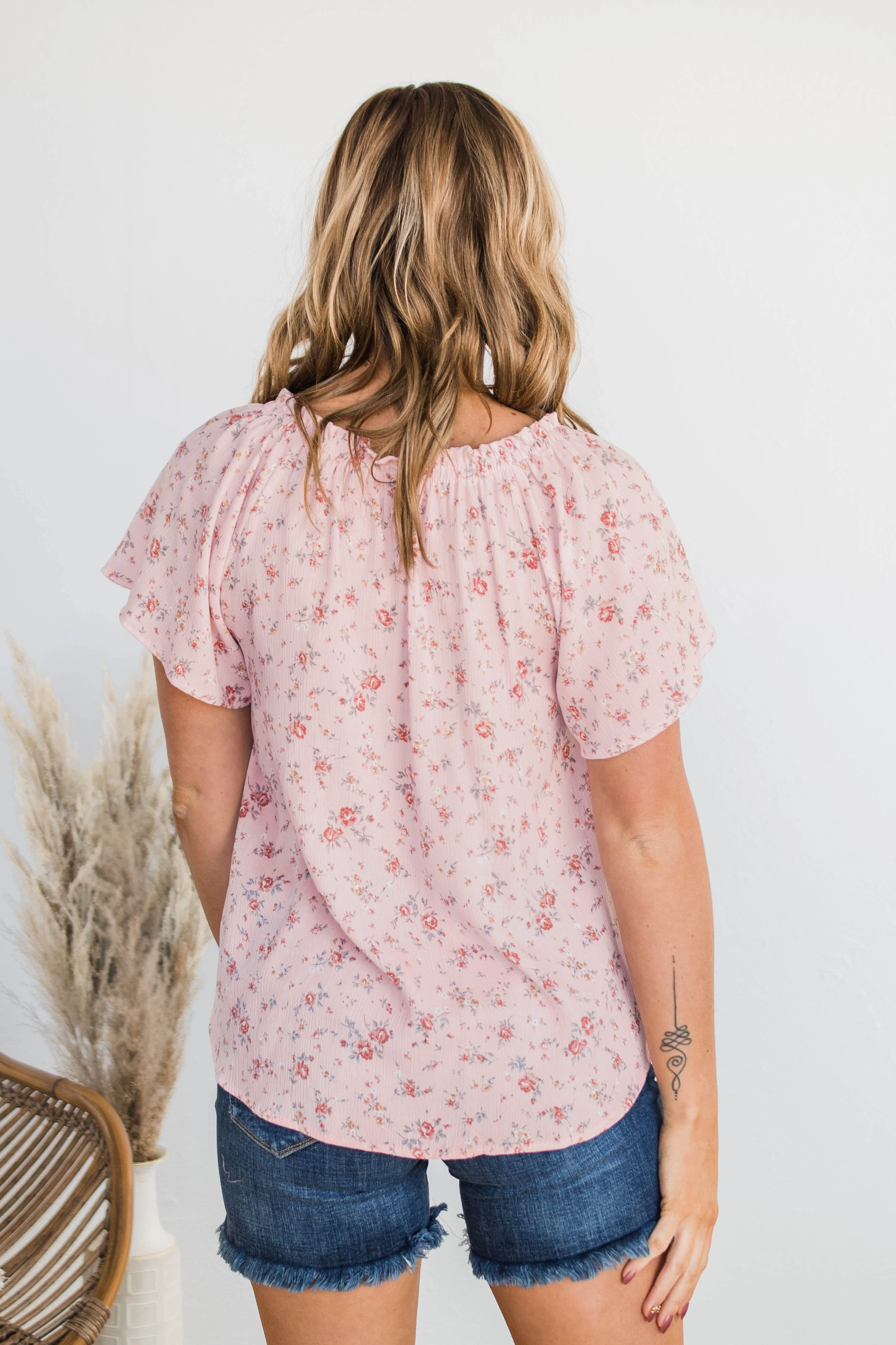 Strawberry Fields Floral Top- Blush - Image 6