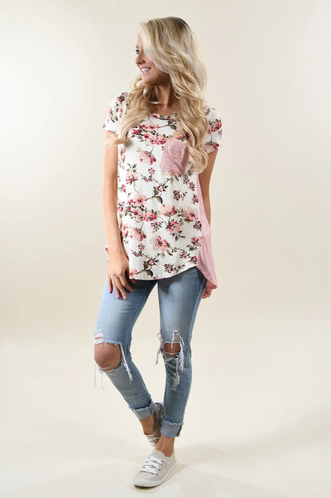Strawberry Floral & Stripes Top - Image 5