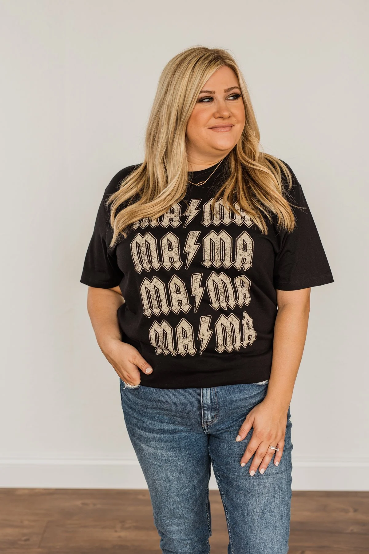 Striking "Mama" Lightning Bolt Graphic Tee- Black - Image 3