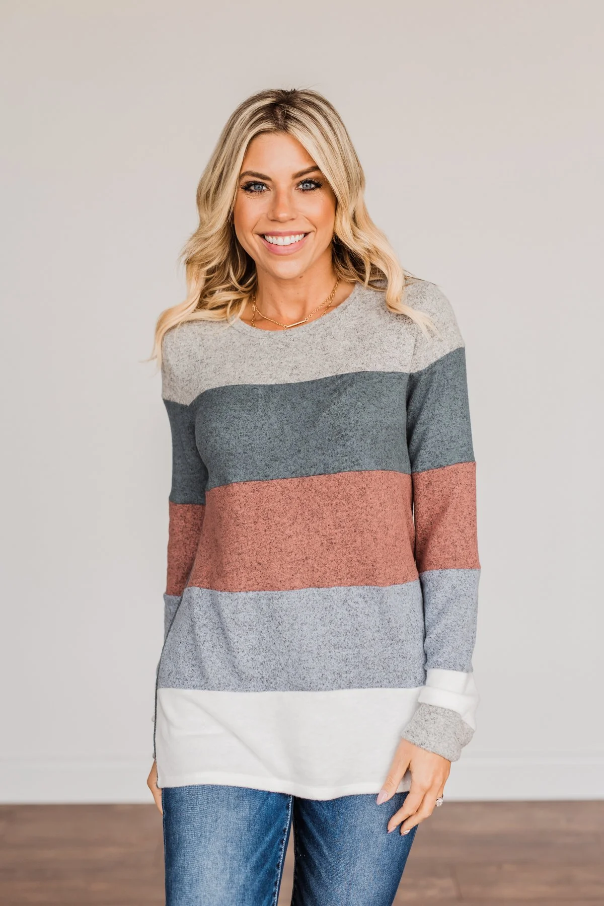 Striped Dreams Color Block Top- Teal - Image 2