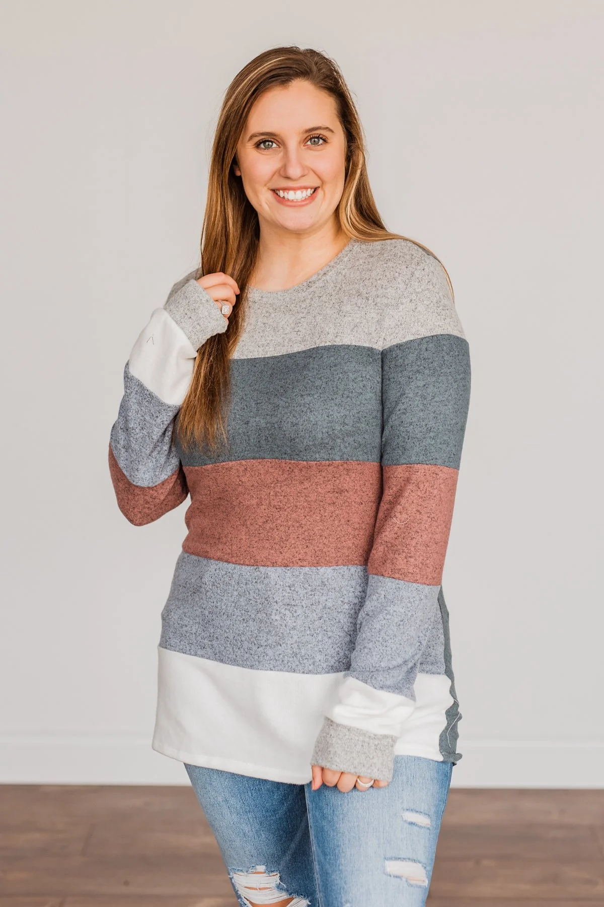 Striped Dreams Color Block Top- Teal - Image 6