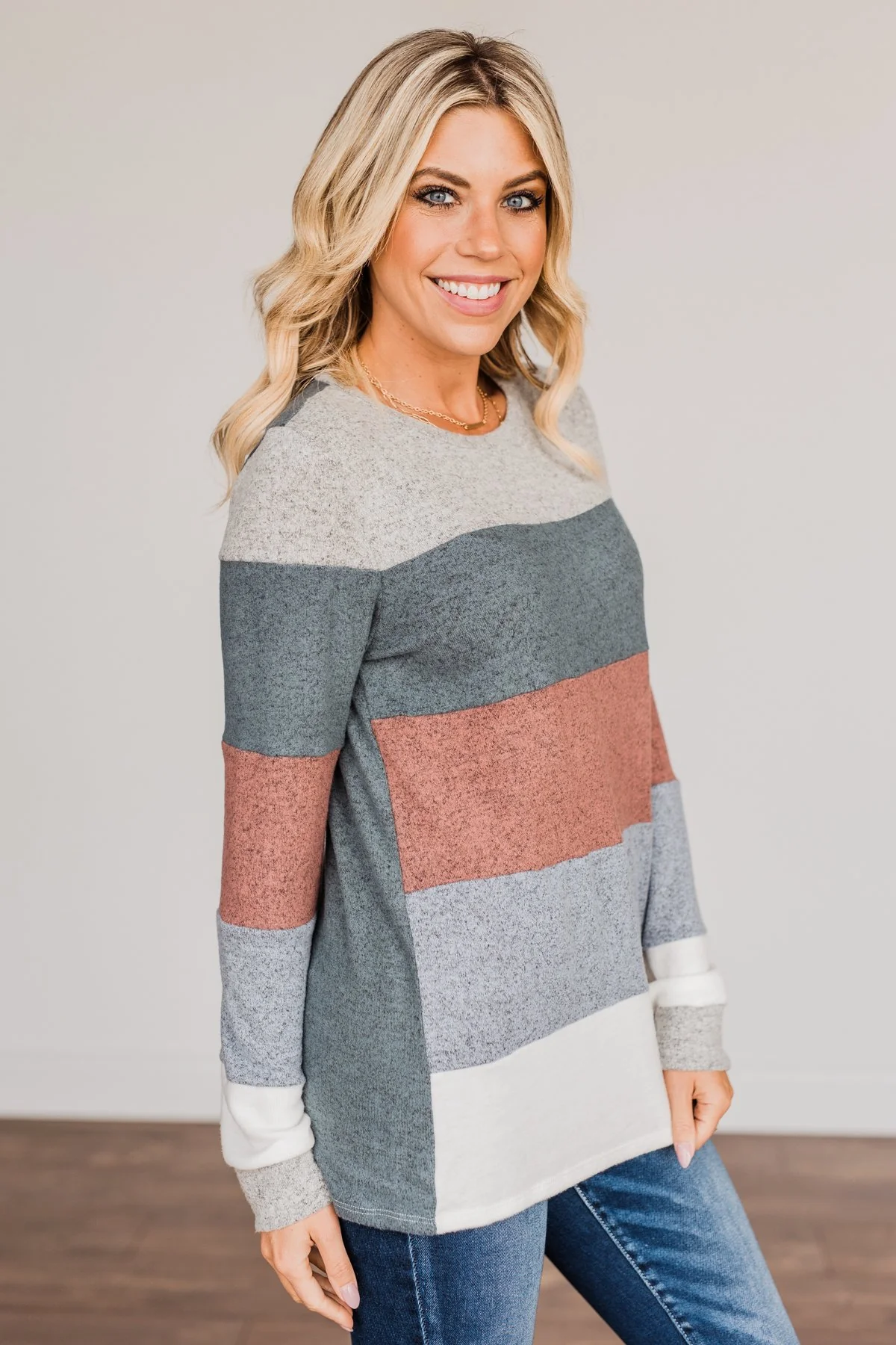 Striped Dreams Color Block Top- Teal - Image 8