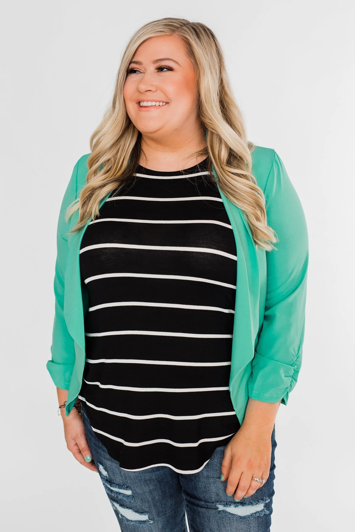 Striped Halter Tank Top- Black - Image 2