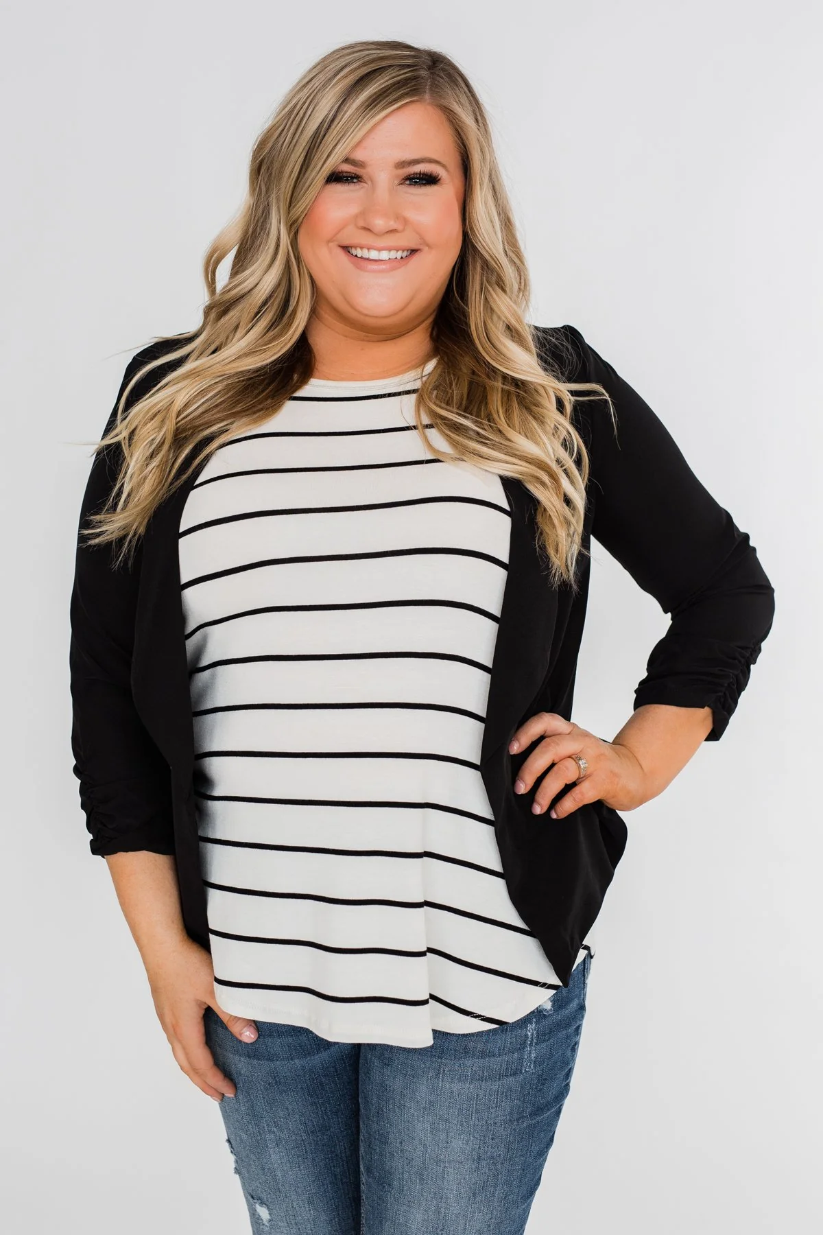Striped Halter Tank Top- Ivory - Image 3