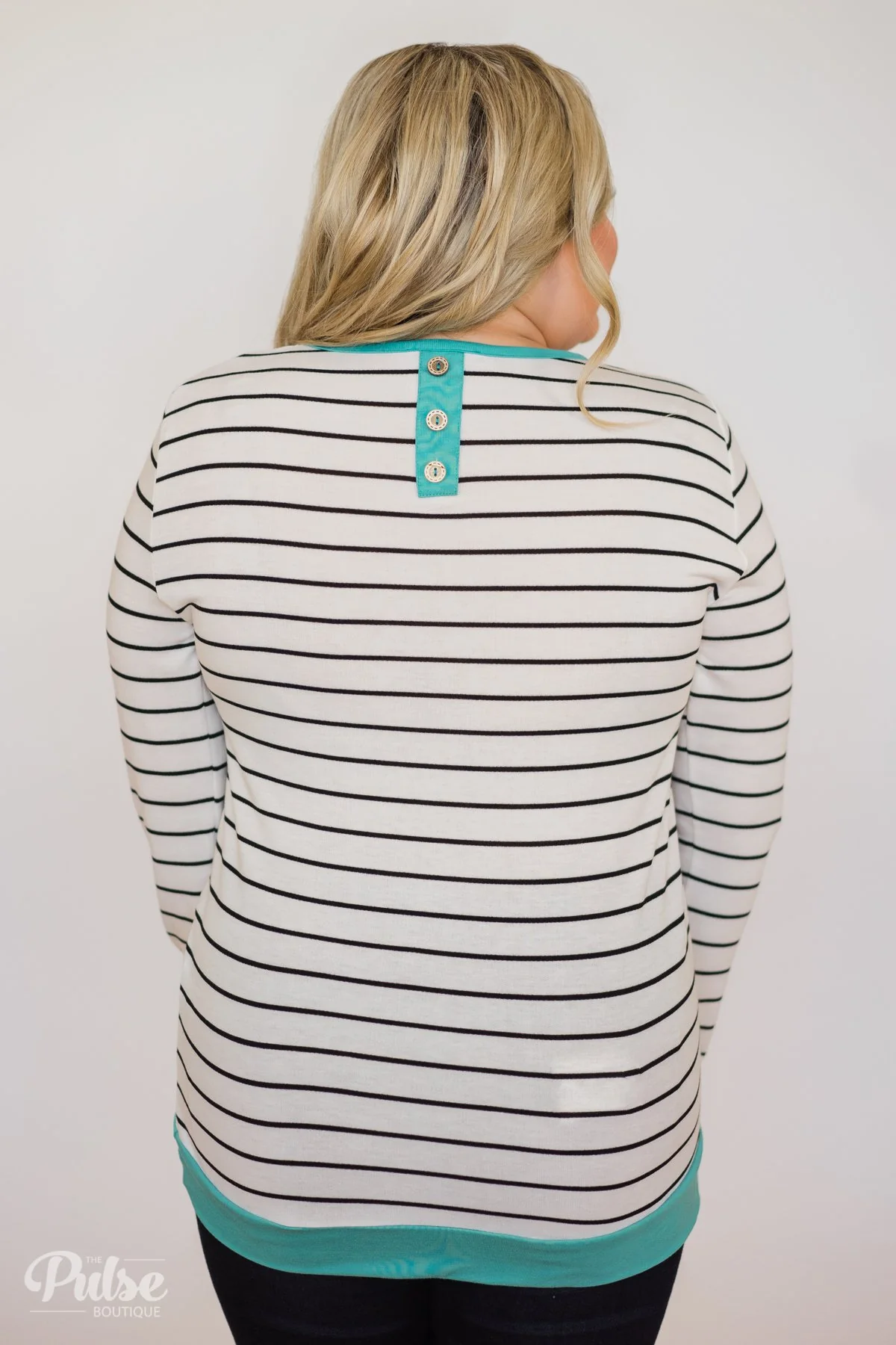 Follow the Beat Striped Top- Turquoise Blue - Image 10