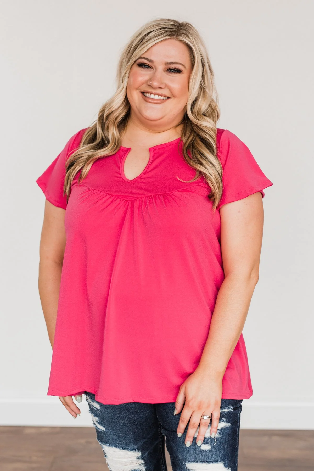 Strive For Excellence Notch Top- Fuchsia - Image 6