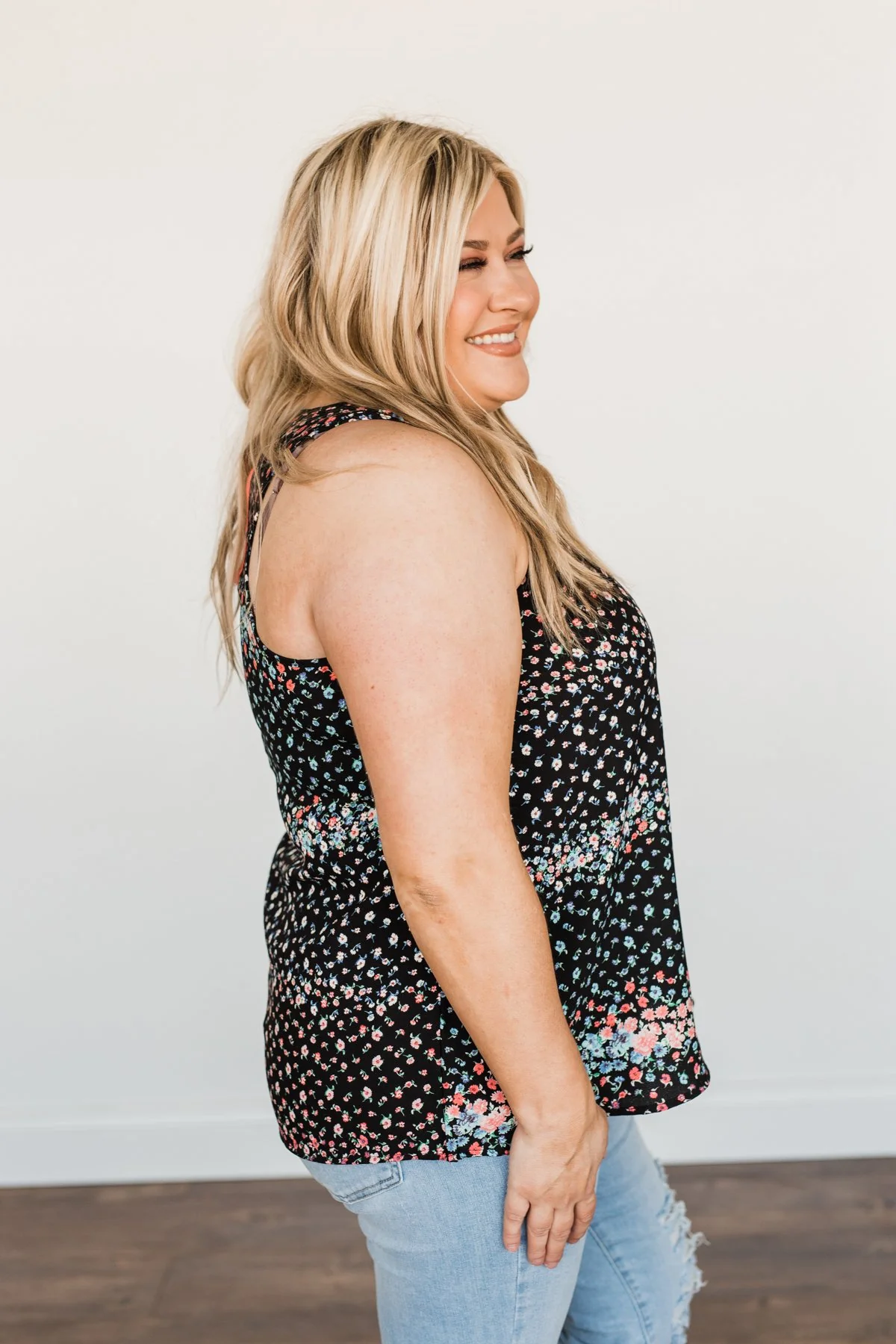 Strive For The Best Floral Tank Top- Black - Image 10