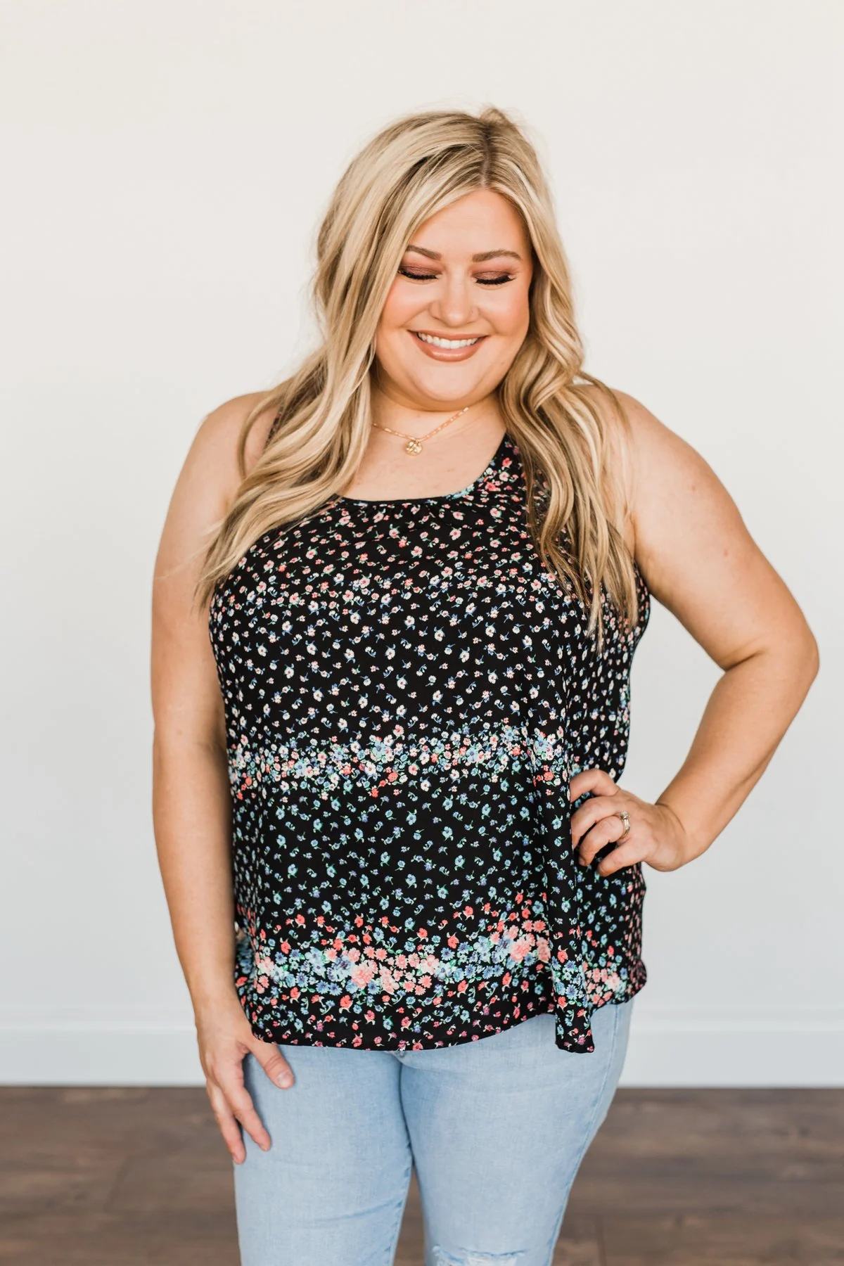 Strive For The Best Floral Tank Top- Black - Image 4
