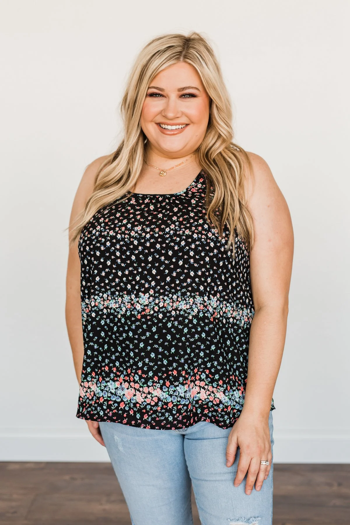 Strive For The Best Floral Tank Top- Black - Image 6