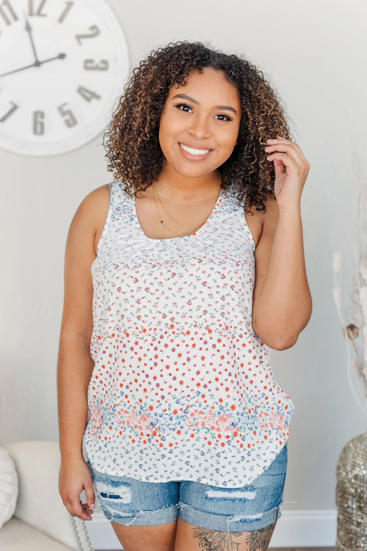 Strive For The Best Floral Tank Top- Ivory - Image 3