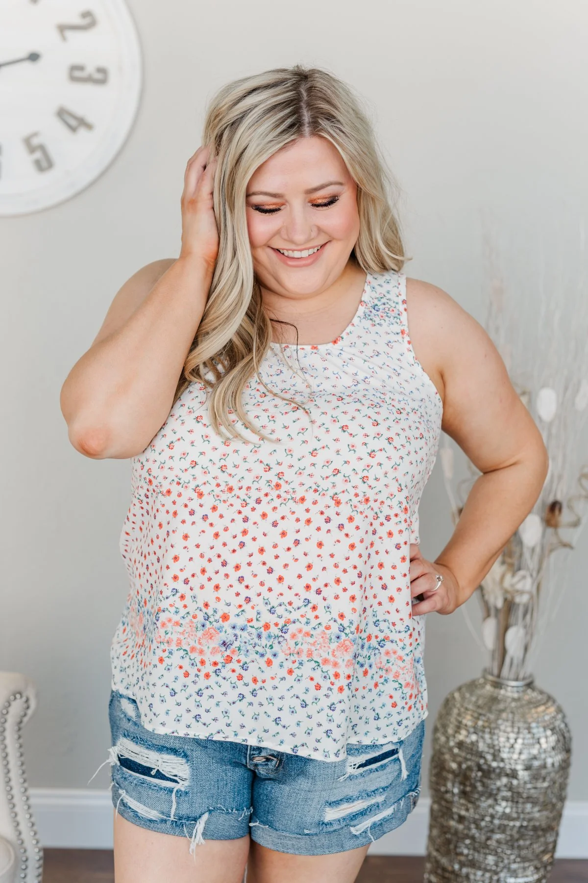 Strive For The Best Floral Tank Top- Ivory - Image 4